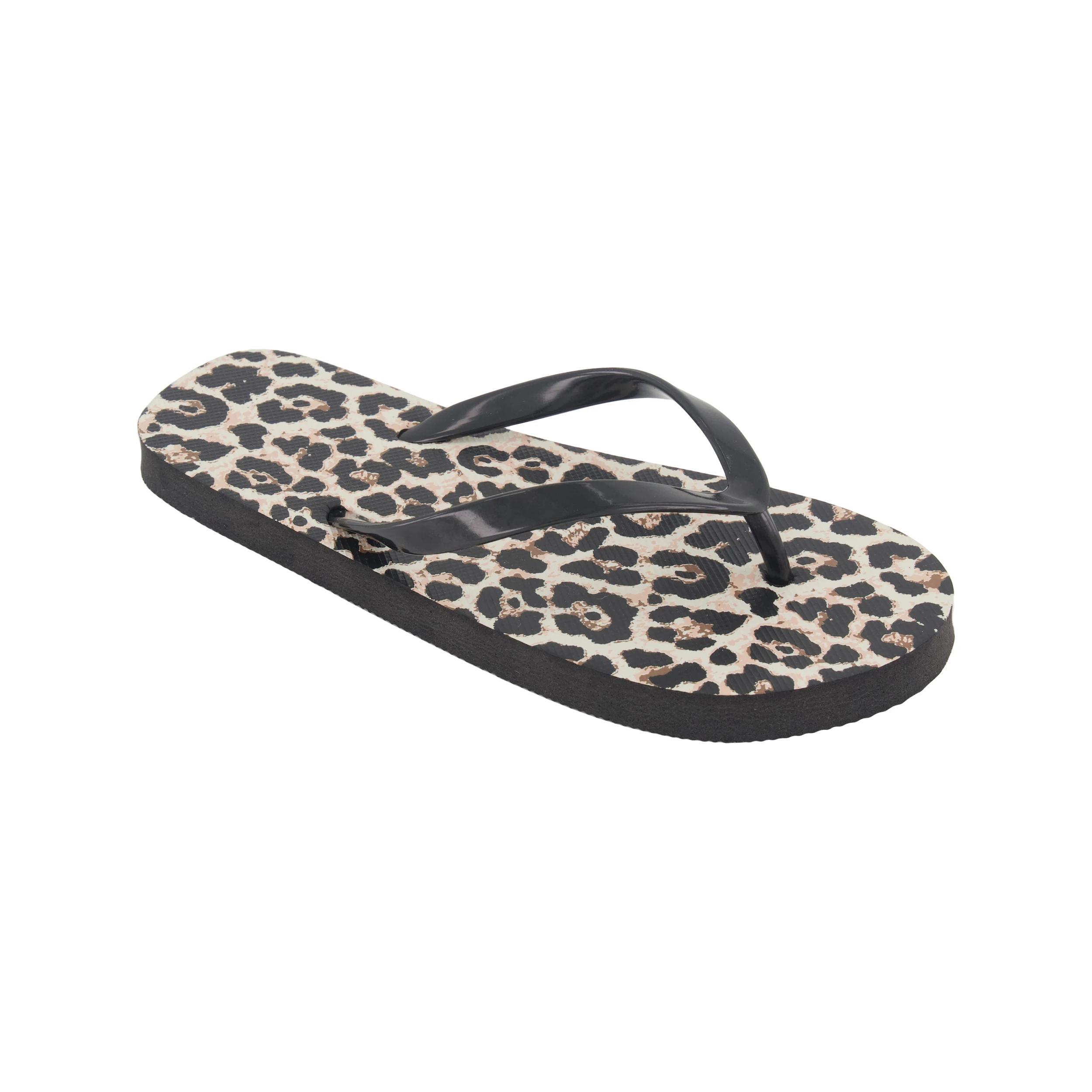 1 Printed Recycled Beach Thongs Leopard, 1 of 3
