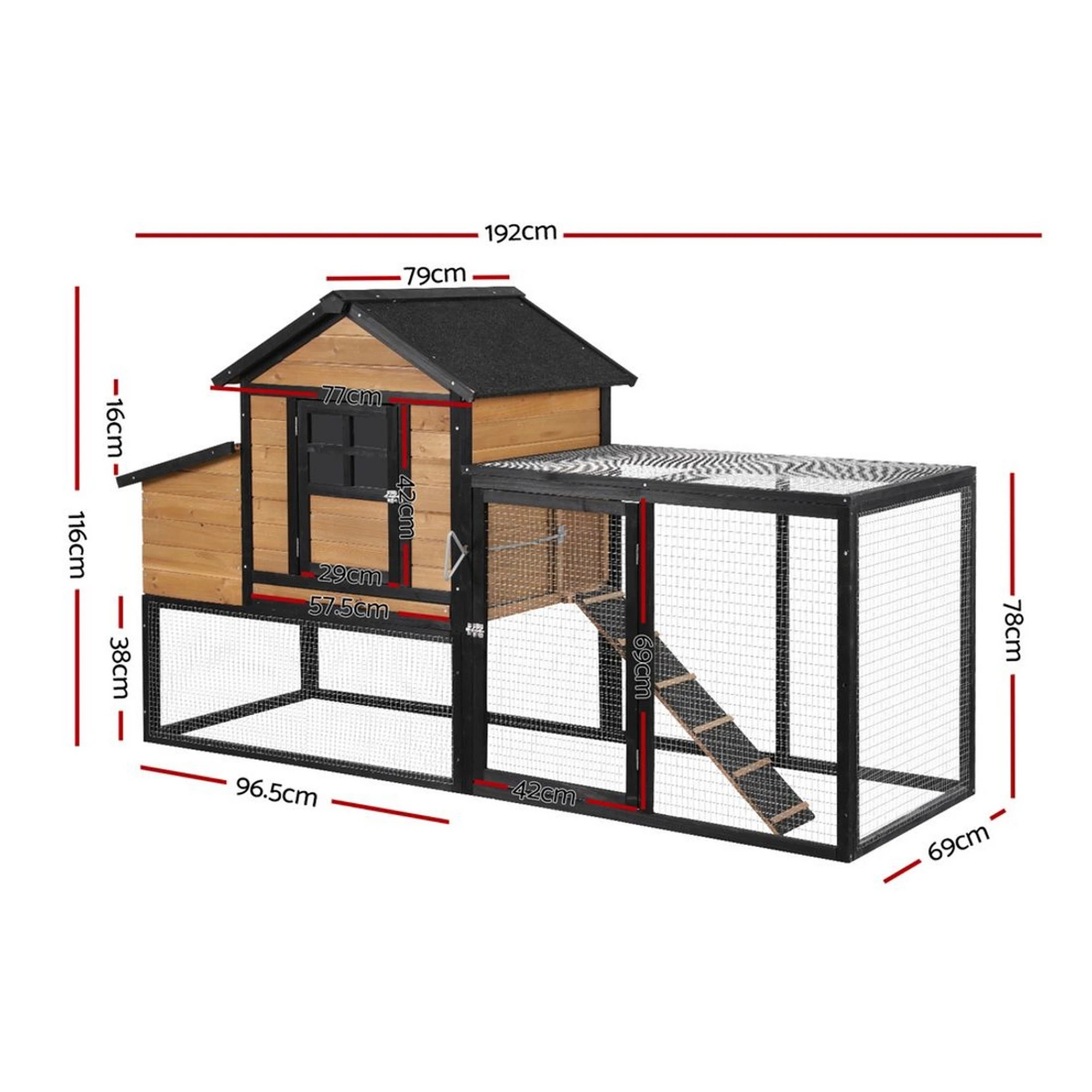 3 i.Pet Chicken Coop Rabbit Hutch Extra Large Wooden Run Cage Bunny House Outdoor - Multi, 3 of 7