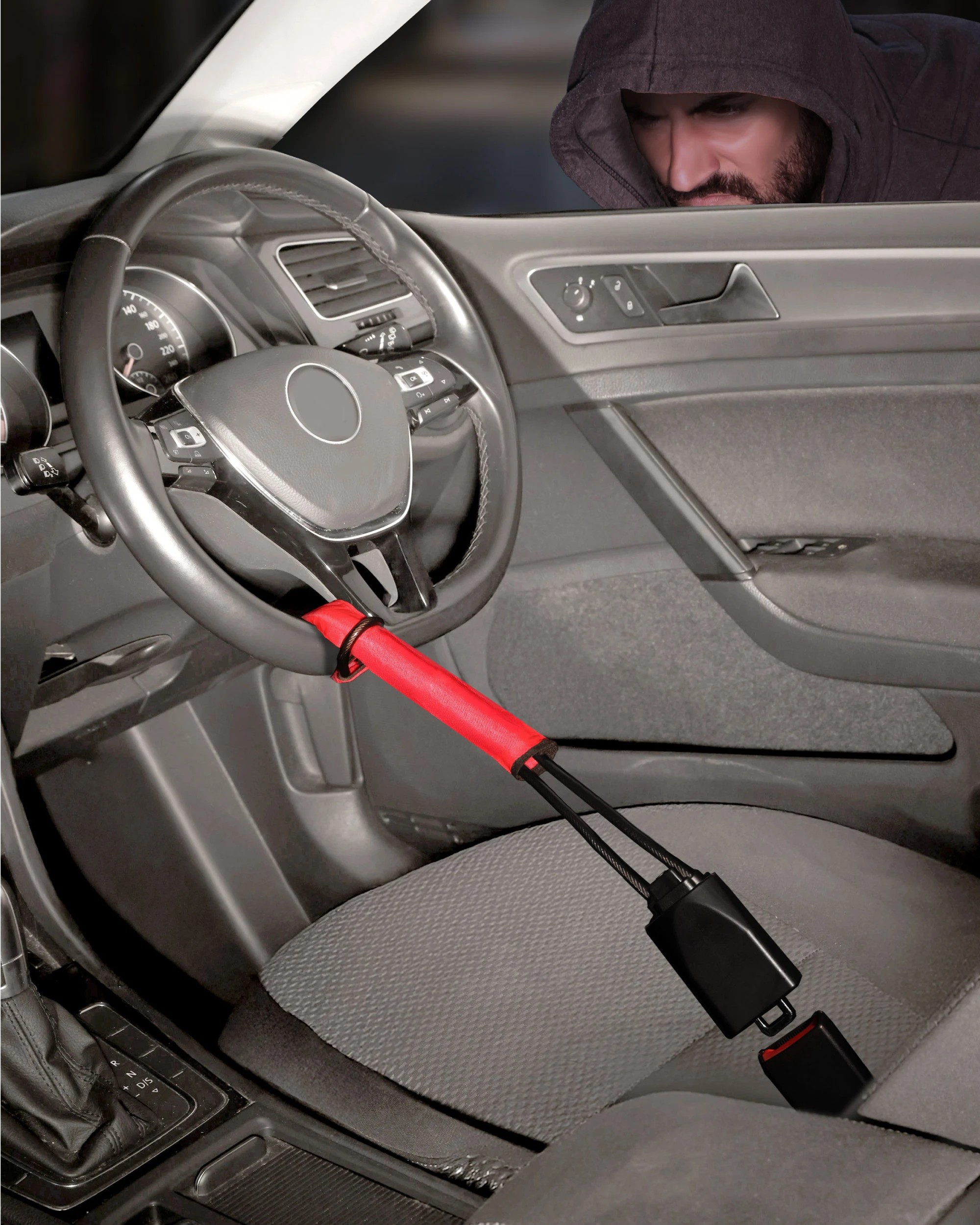 2 Global Shop Direct ClickLock Steering Wheel Lock Anti-Theft Car Device Heavy Duty, 2 of 5