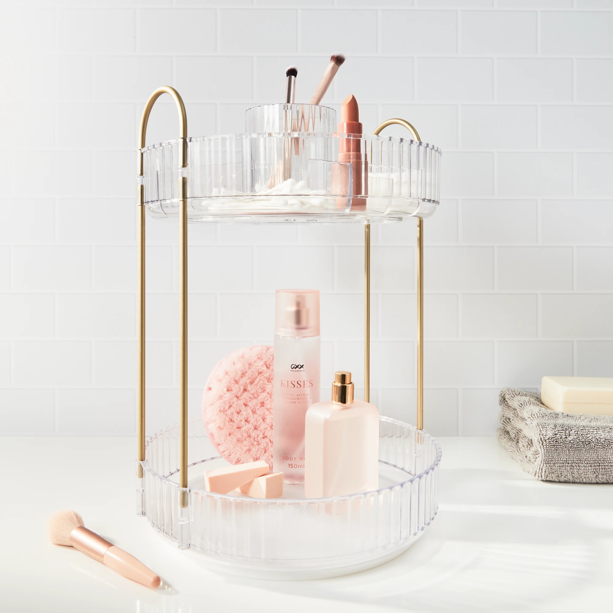 1 2 Tier Rotating Bathroom Organiser, 1 of 9