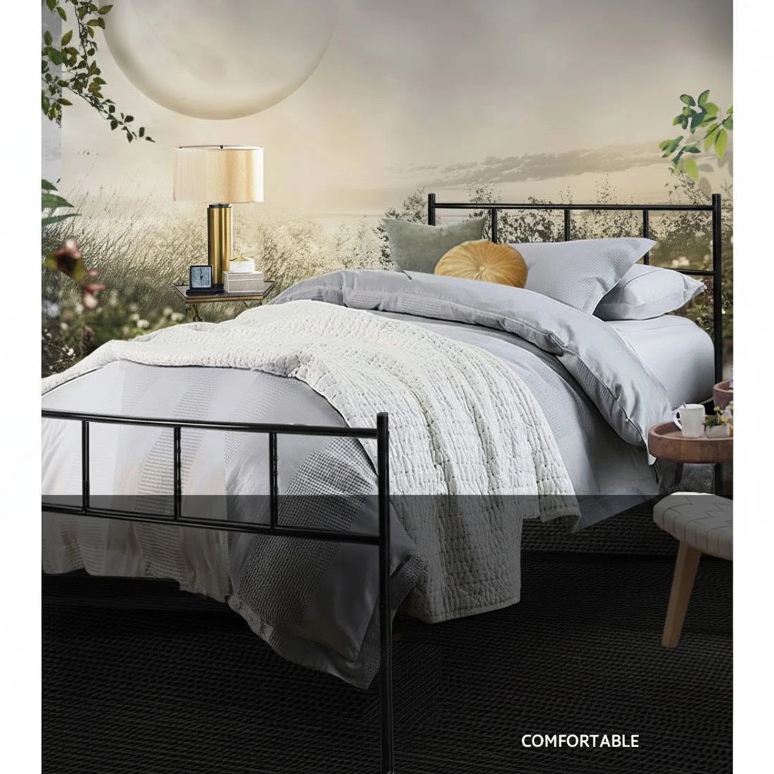 4 Artiss Bed Frame Single Metal Bed Frames SOL - Black, 4 of 8