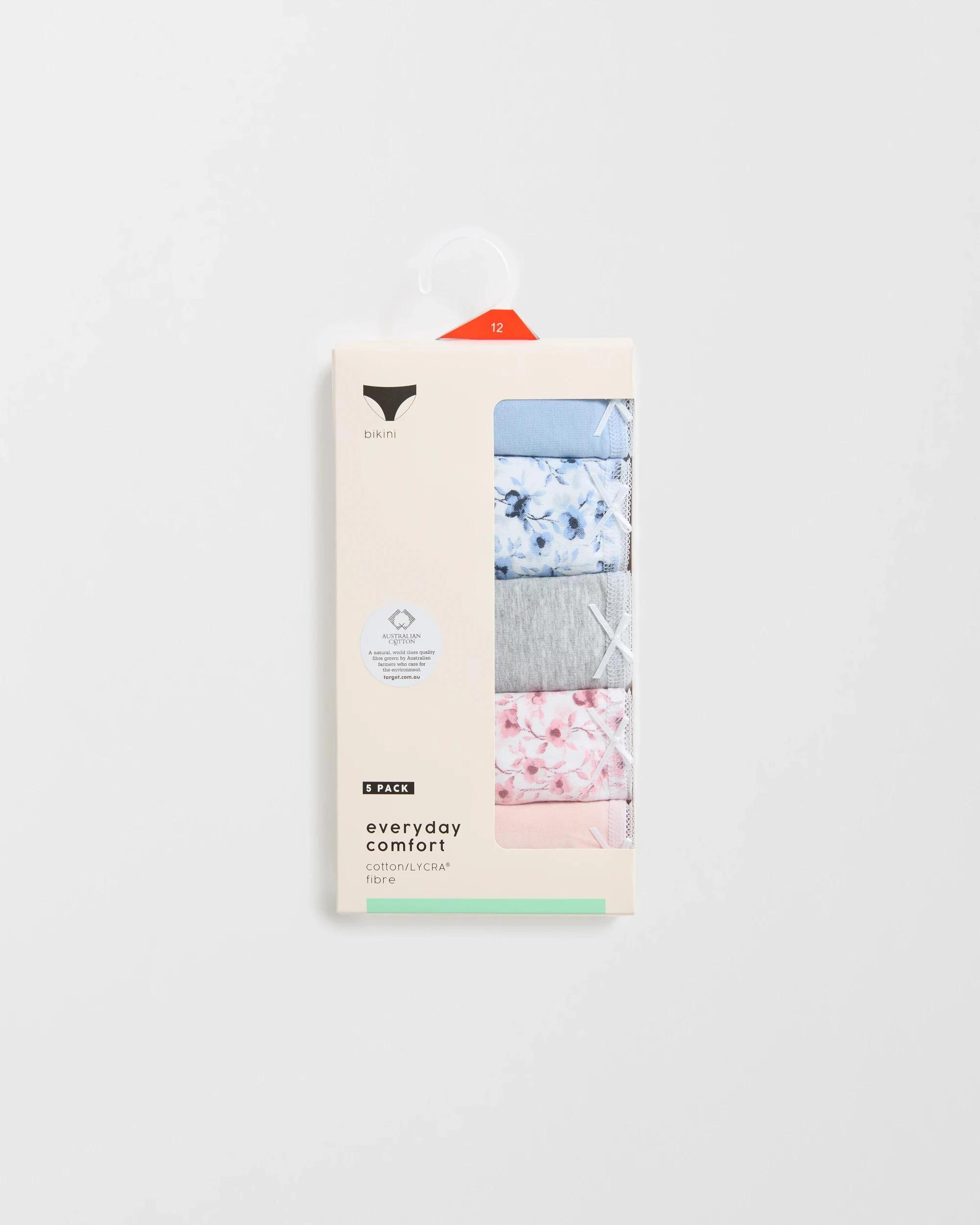 5 Target Women's Cotton/Elastane Bikini Briefs 5 Pack MULTI/WATER COLOUR FLORAL, 5 of 5