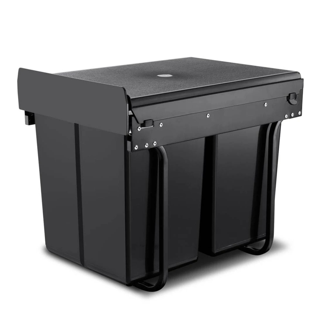 1 Cefito Pull Out Bin Kitchen Double Basket 2X20L - Black, 1 of 5
