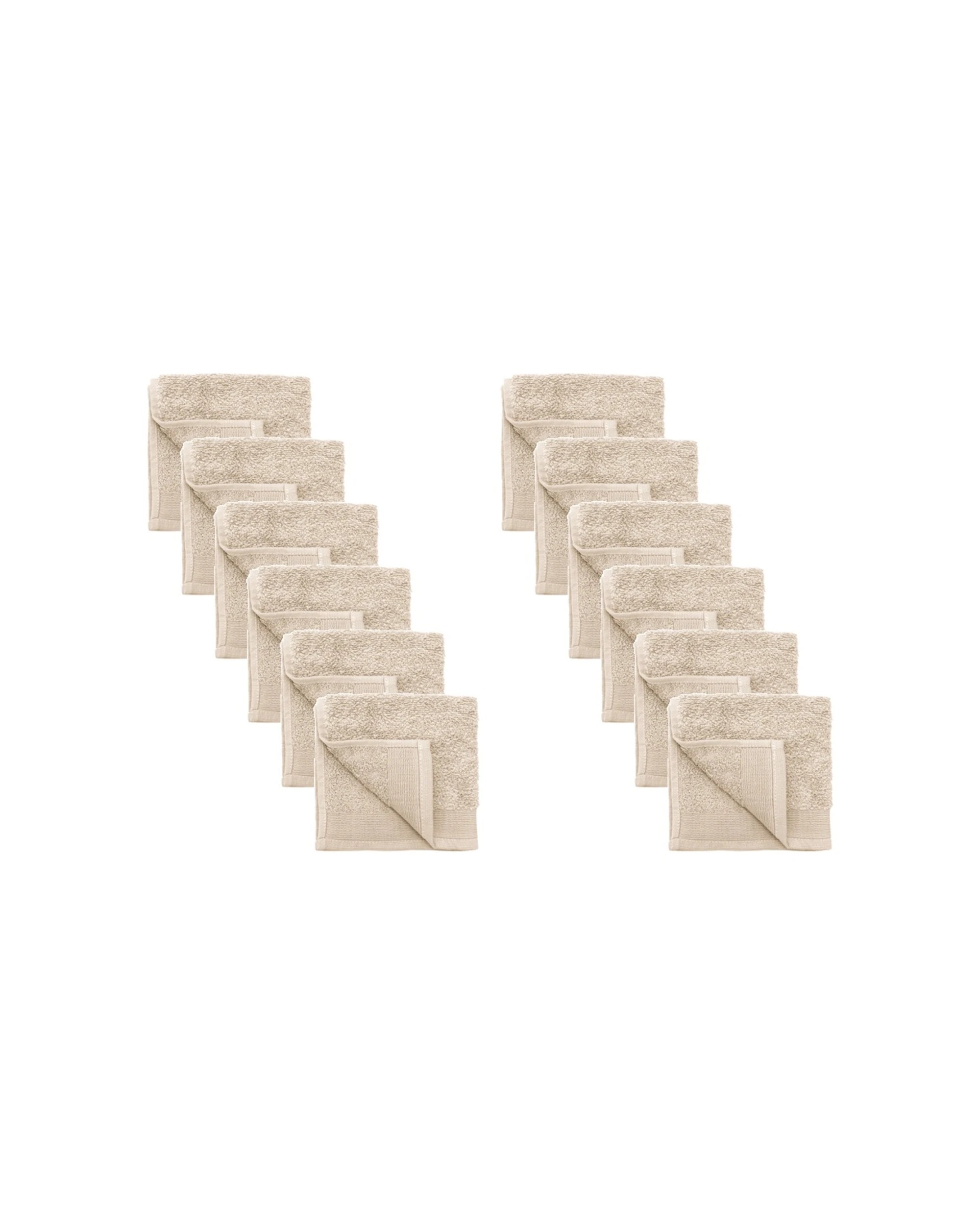1 Bambury Elvire 600gsm Soft Absorbent Cotton Face Washer 12PK 33x33cm - Beige, 1 of 6