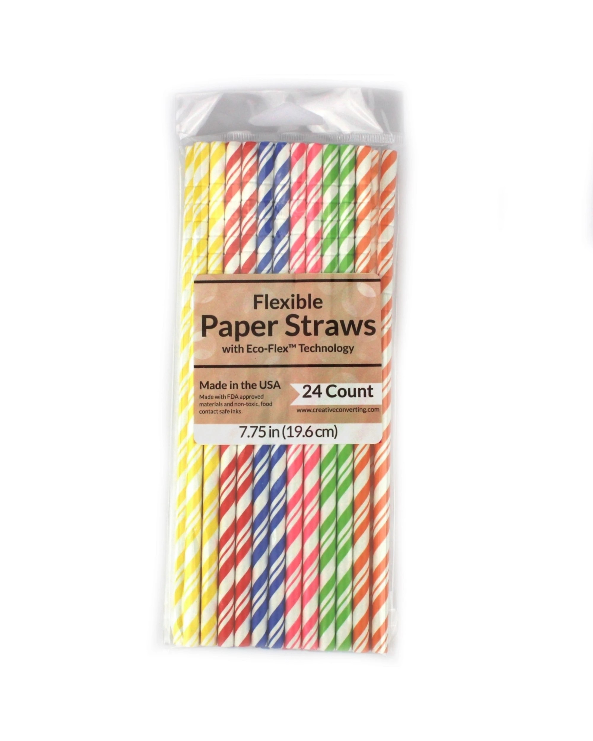 1 Anagram Coloured Flexible Paper Straws Pack of 24 - Multi, 1 of 1