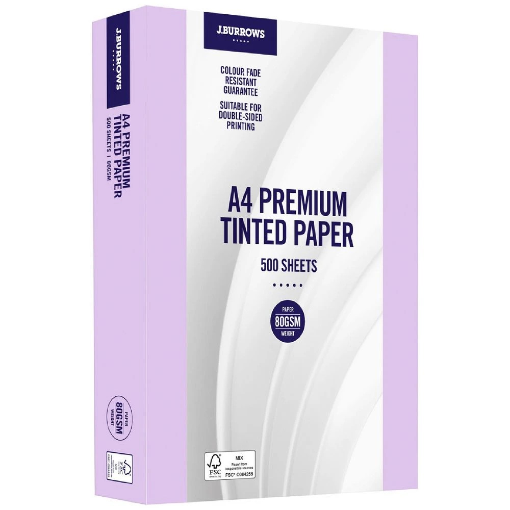 1 J.Burrows Premium A4 Tinted Paper Ream Lilac, 1 of 1