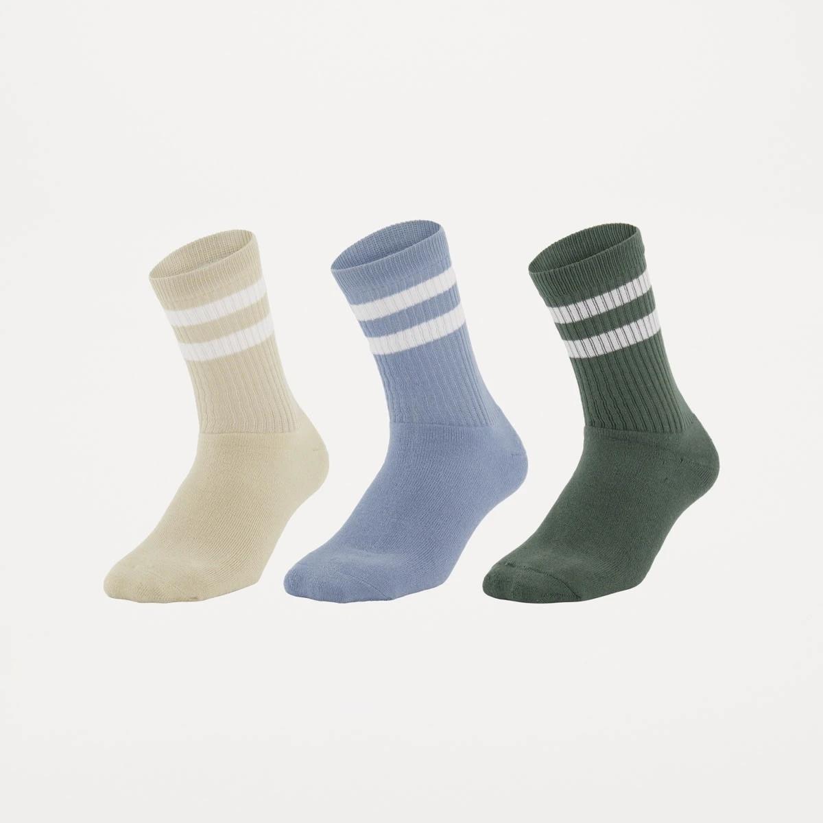 1 3 Pack Retro Stripe Rib Socks Seasn Strp, 1 of 3