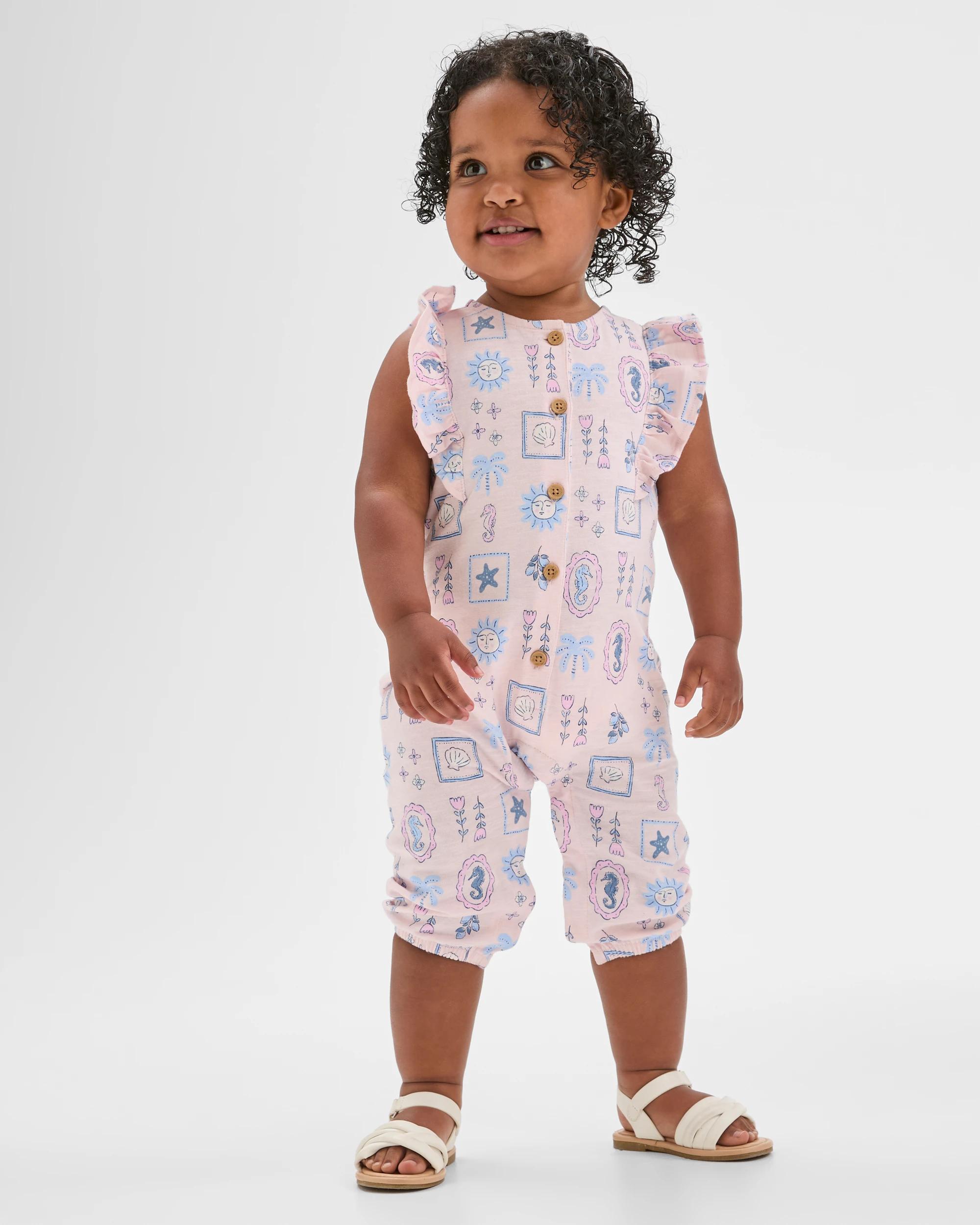 1 Target Baby Baby Girls Organic Cotton Jersey Print Jumpsuit PINK, 1 of 5