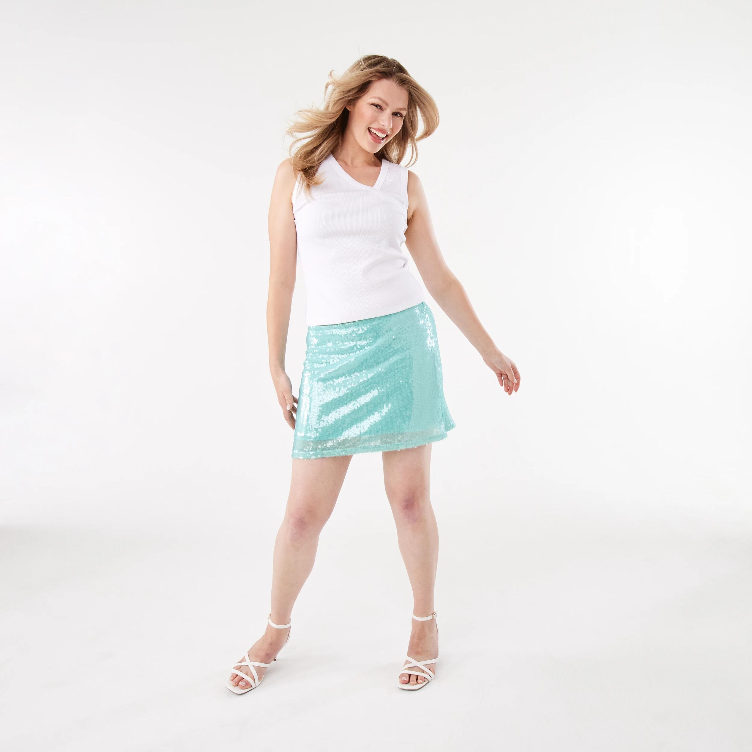 2 Sequin Mini Skirt Icy Mint, 2 of 6