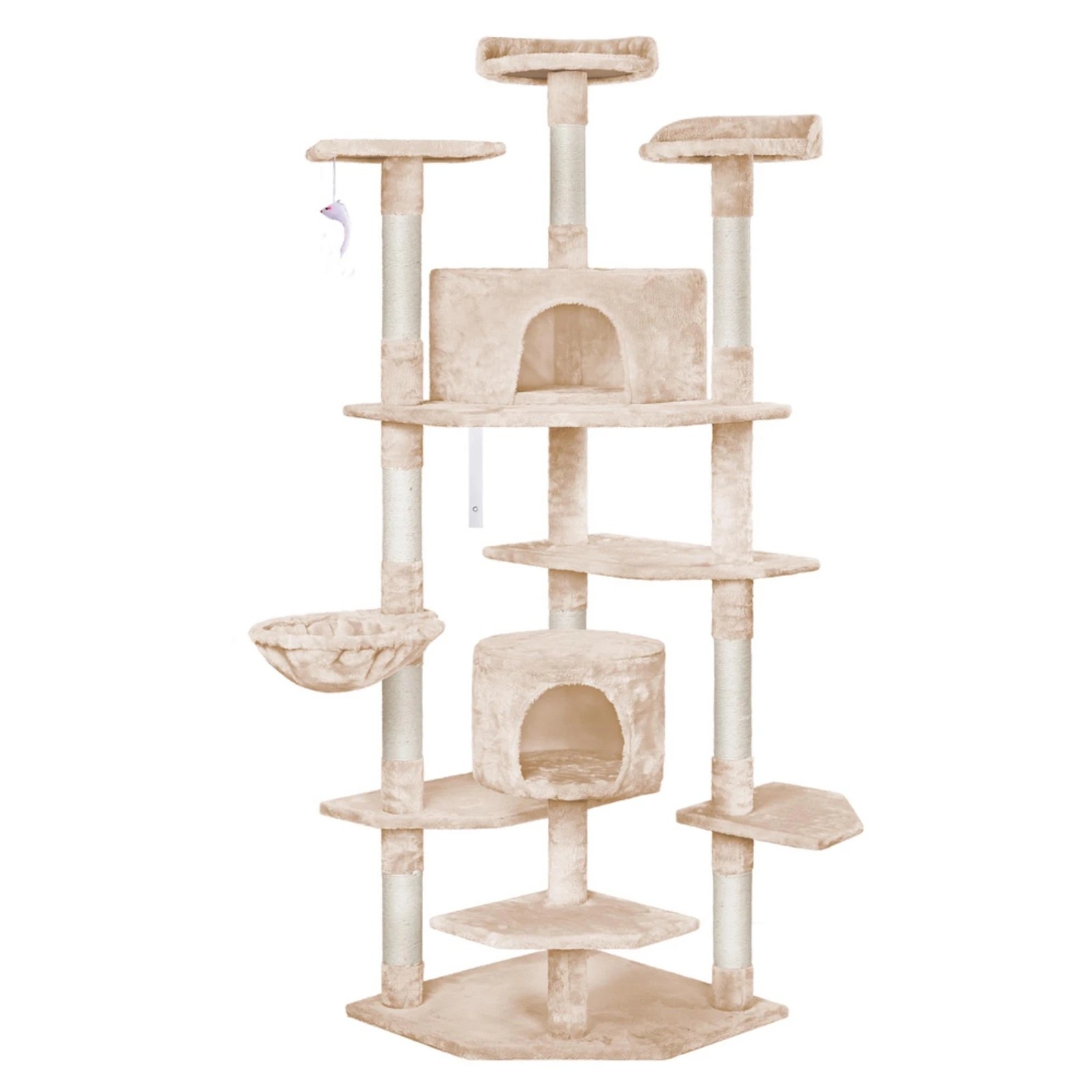 1 Beastie Cat Tree Scratching Post Scratcher Tower Condo House Furniture Wood 203CM - Beige, 1 of 6