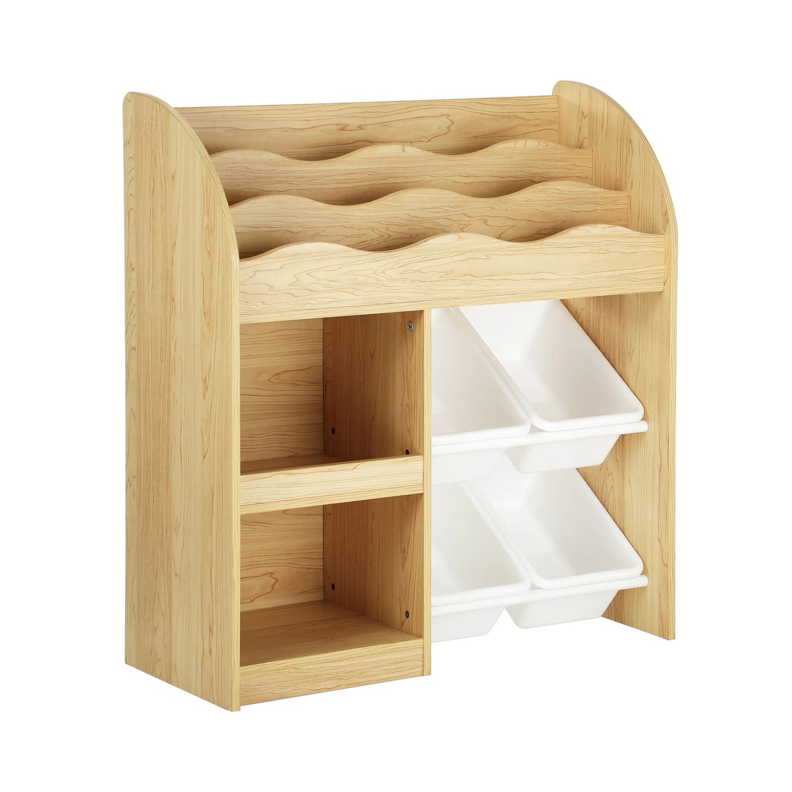 7 Oikiture Kids Bookshelf 4 Bins Toy Box Storage Organiser Display Shelf
 - Natural, 7 of 10
