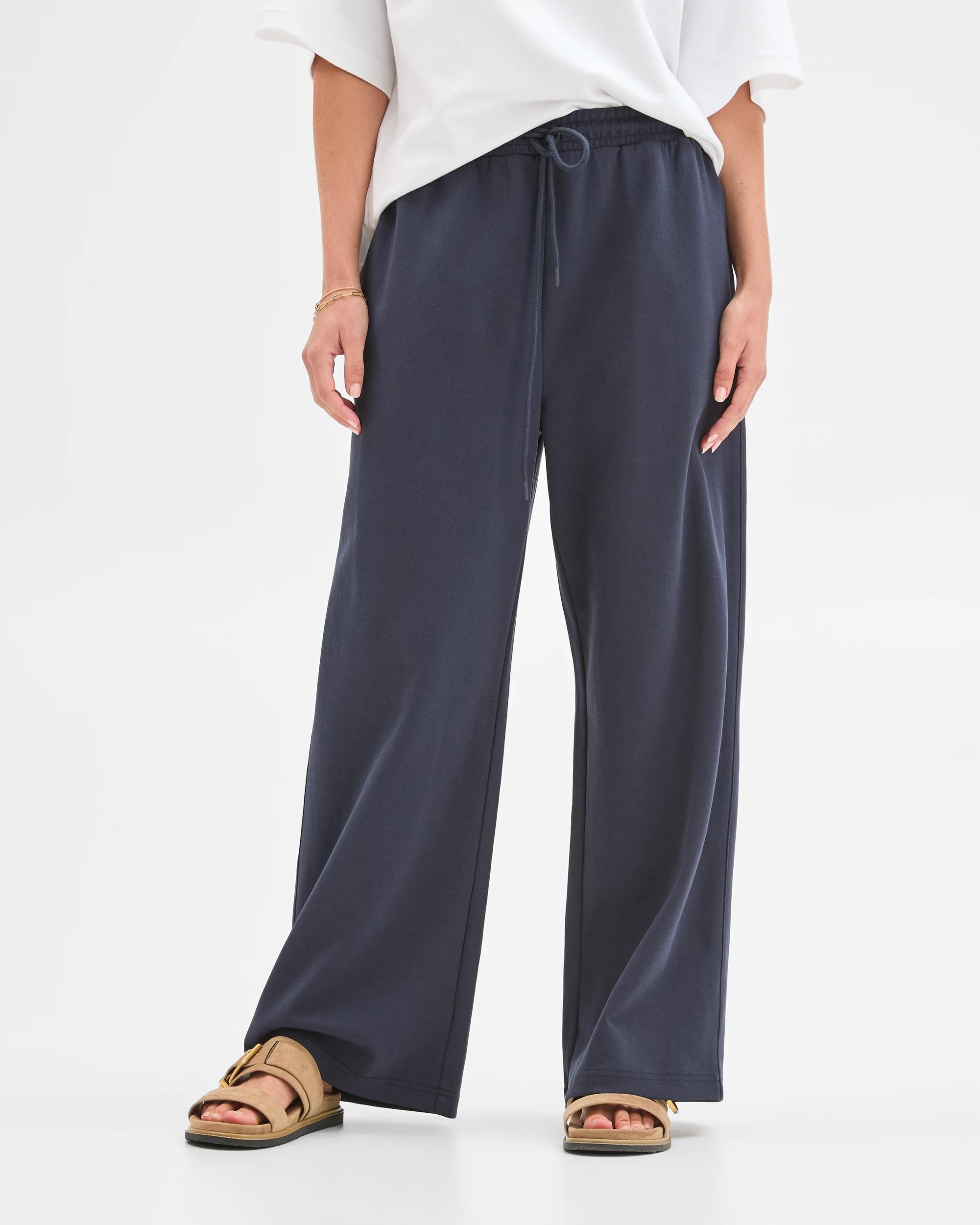 2 Target Woman Australian Cotton Blend Wide Leg Interlock Pants NIGHT SKY, 2 of 6