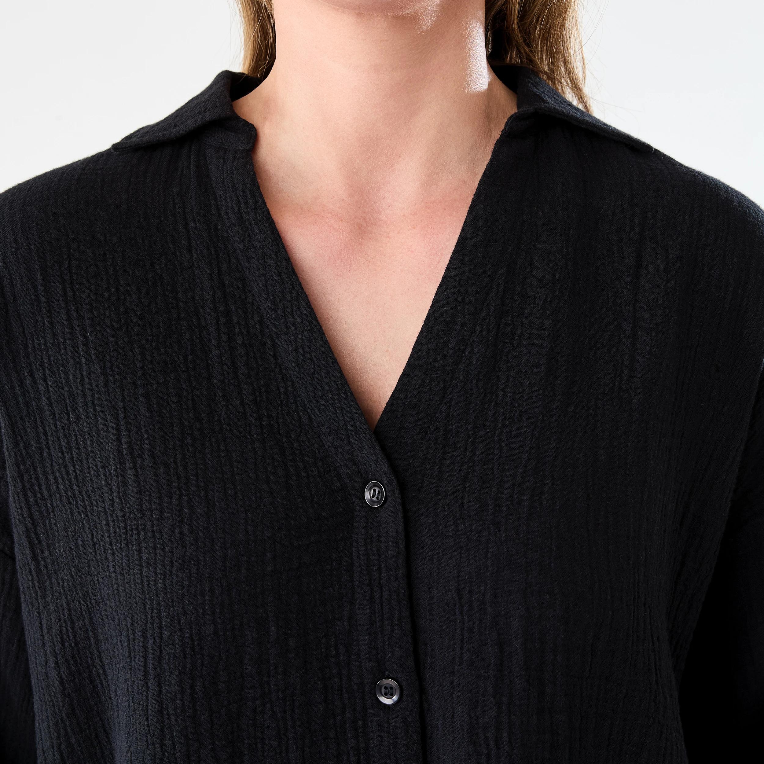 6 Long Sleeve Double Cloth Shirt Black, 6 of 7