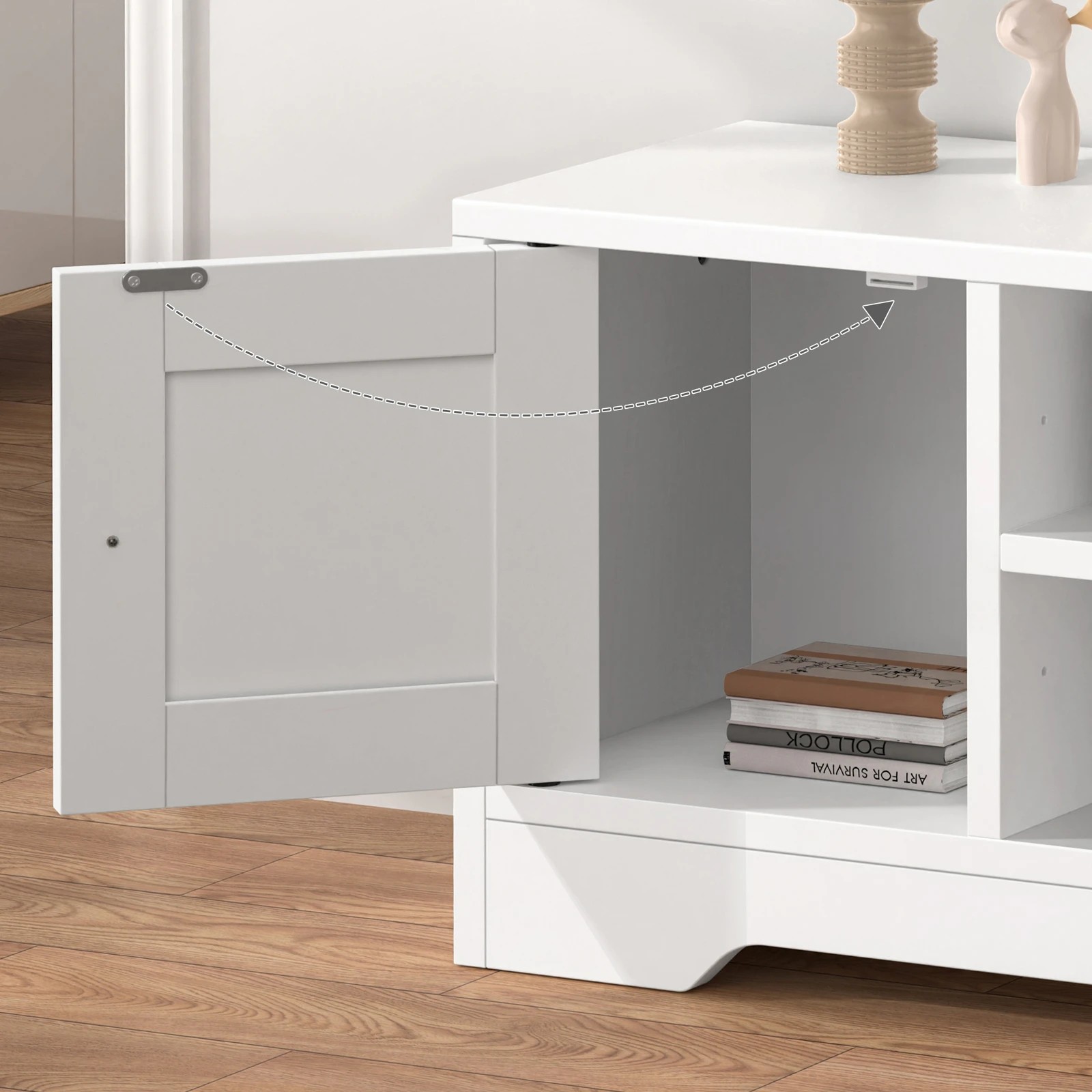 7 Alfordson Entertainment Unit TV Cabinet Stand Hamptons Storage 120cm - White, 7 of 9