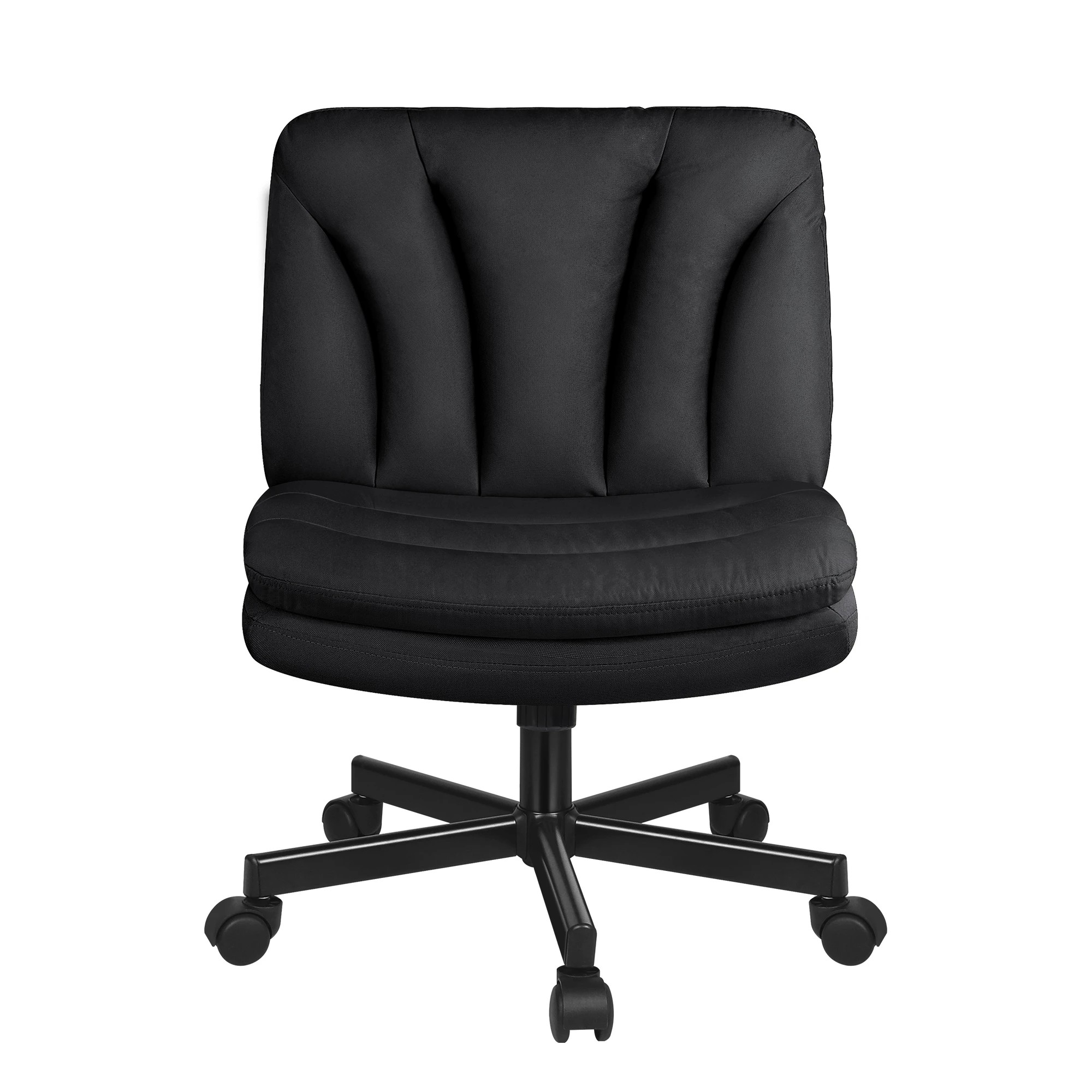 7 Alfordson Armless Office Desk Chair Mid Back Wide Seat w/ Wheels Fabric - Black, 7 of 8