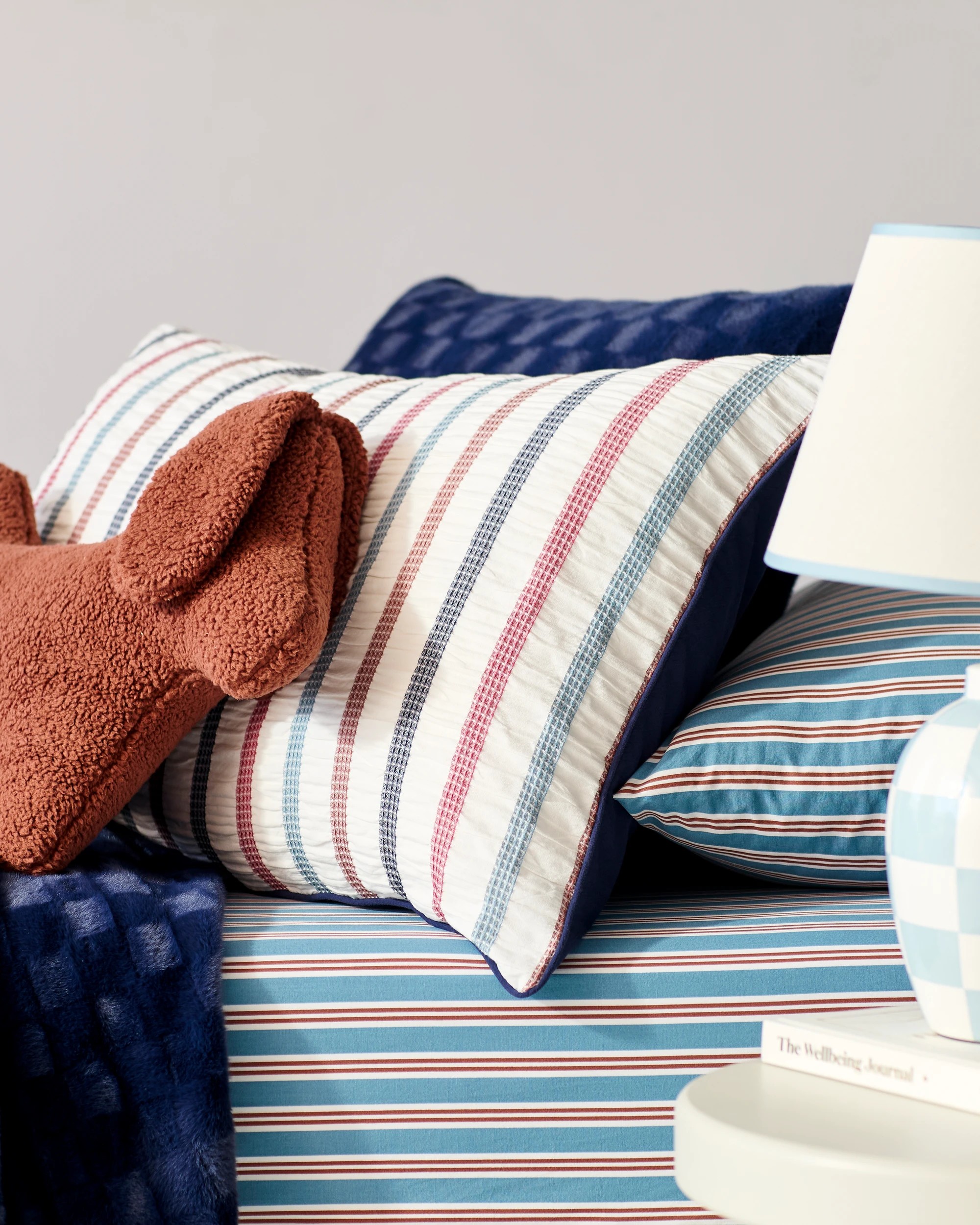 7 Target Frankie Waffle Stripe Seersucker Kids Quilt Cover Set - Queen Bed - Blue, 7 of 9