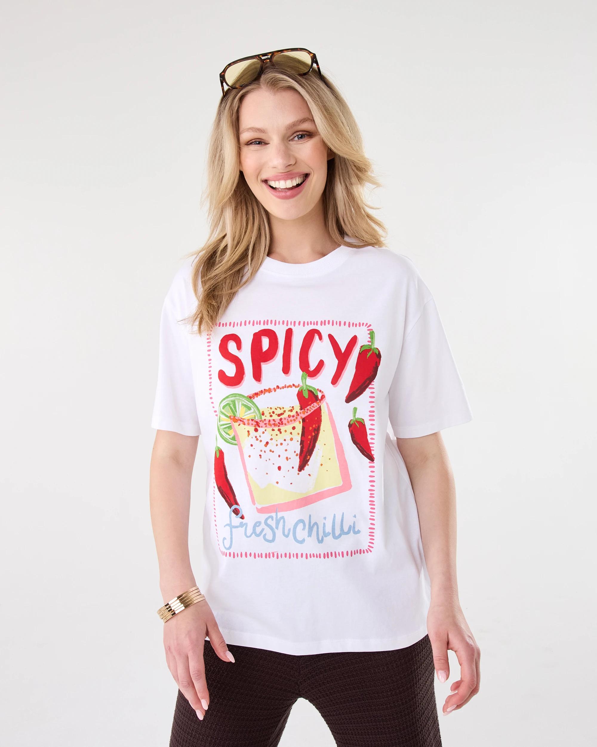 1 Short Sleeve Oversized Boyfriend T-shirt Spicy, 1 of 8
