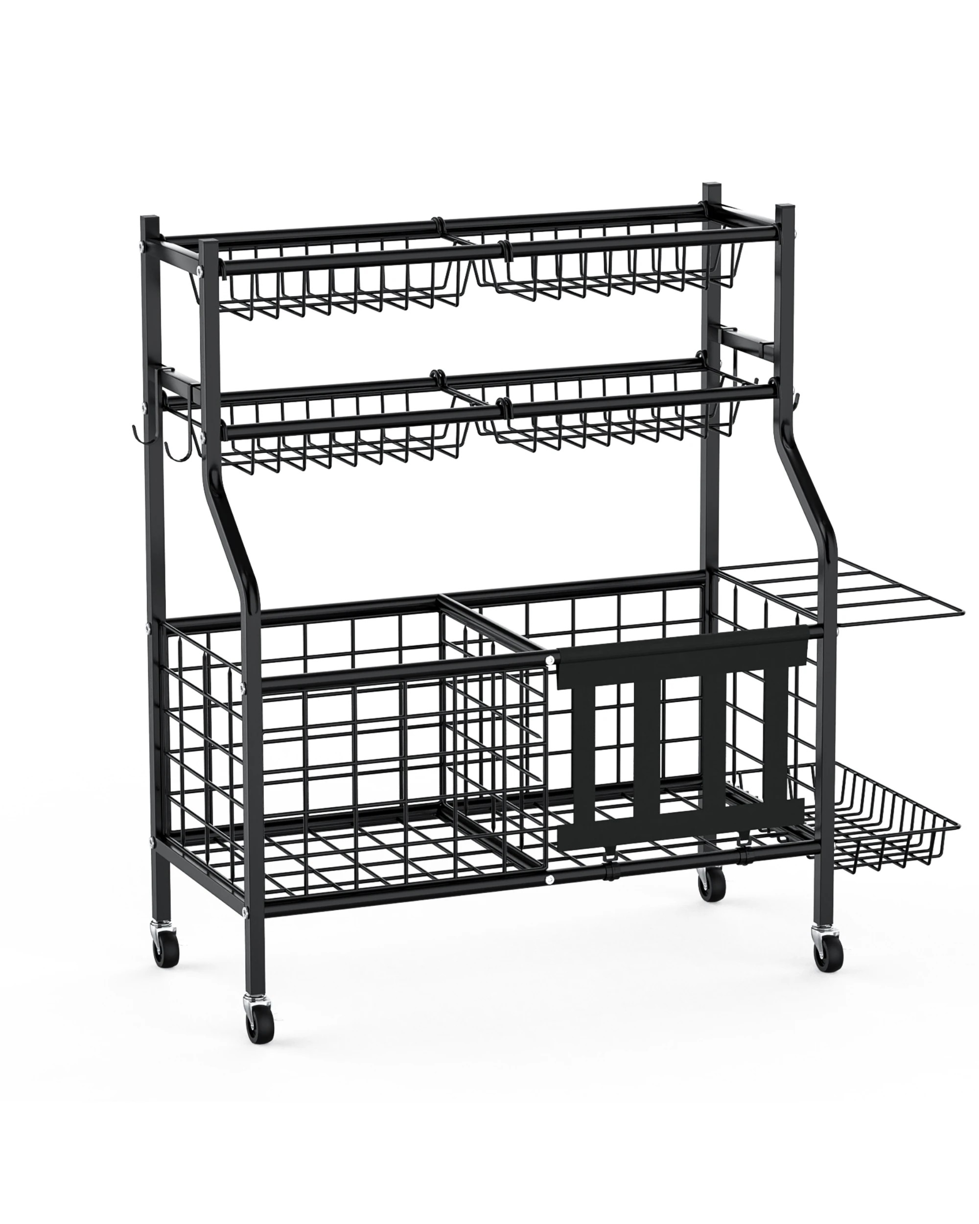 1 Advwin Home Gym Storage Rack with Wheels - Black, 1 of 5