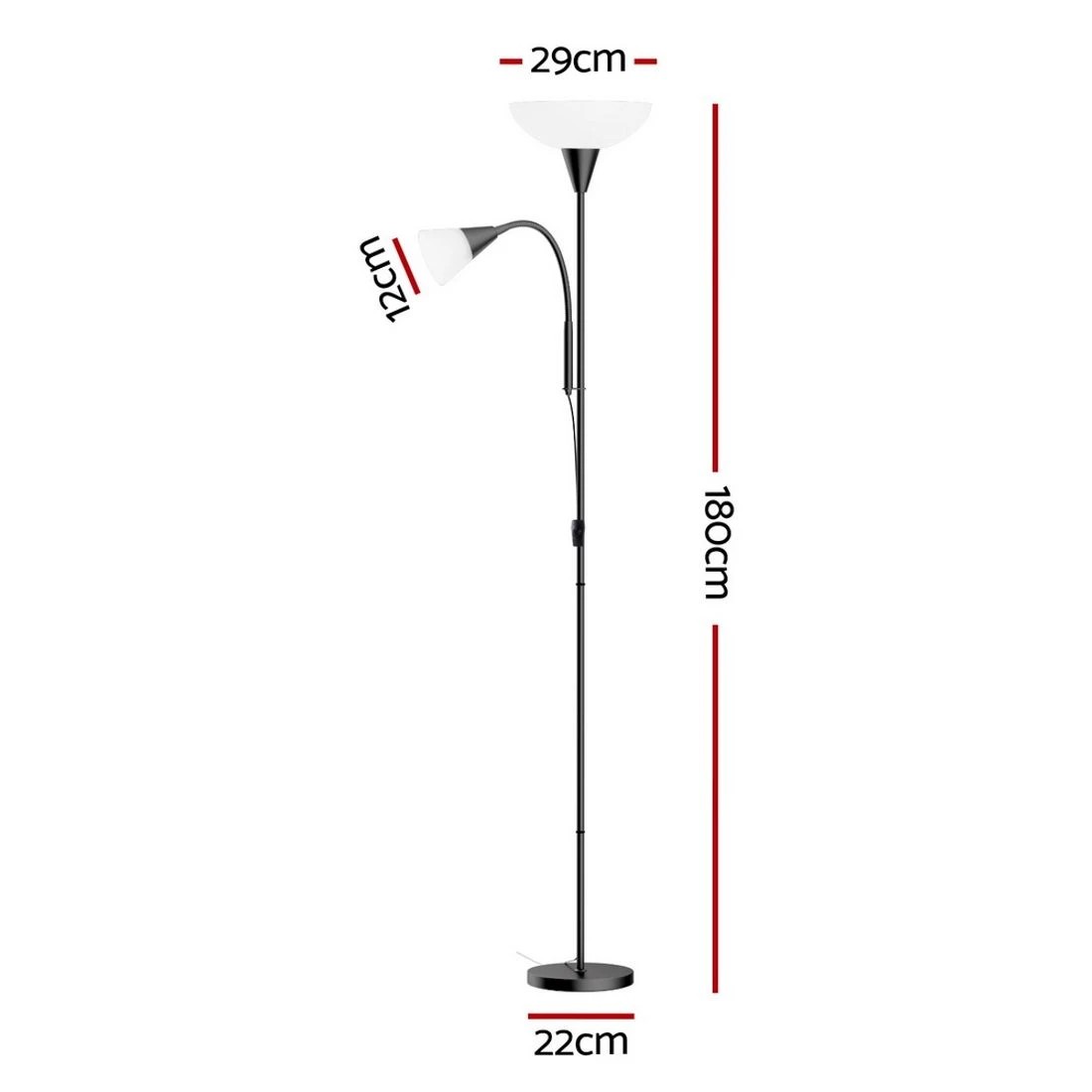2 Artiss Floor Lamp Mother and Child Modern Home Living Room Office Reading - Black, 2 of 7