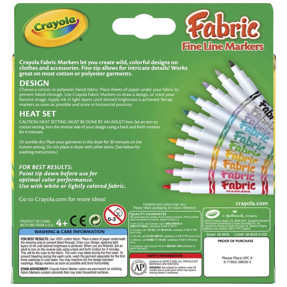 3 Crayola Fabric Markers Fine 10 Pack, 3 of 3