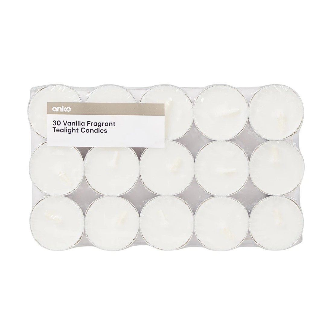 1 30 Pack Vanilla Fragrant Tealight Candles, 1 of 2