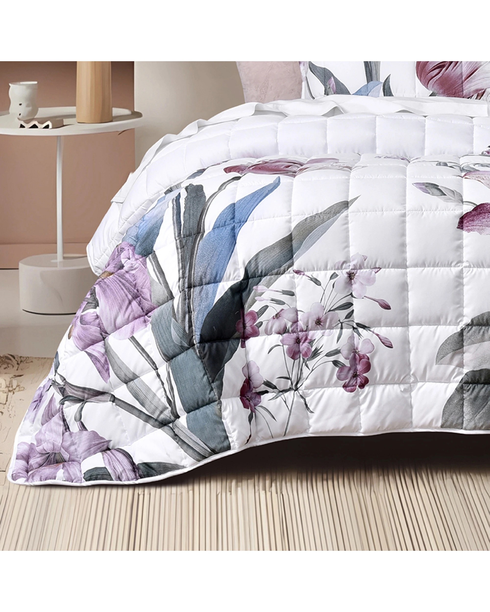 2 Bianca Carmela King Polyester Bedspread And Pillowcases Set Floral Design - White, 2 of 2