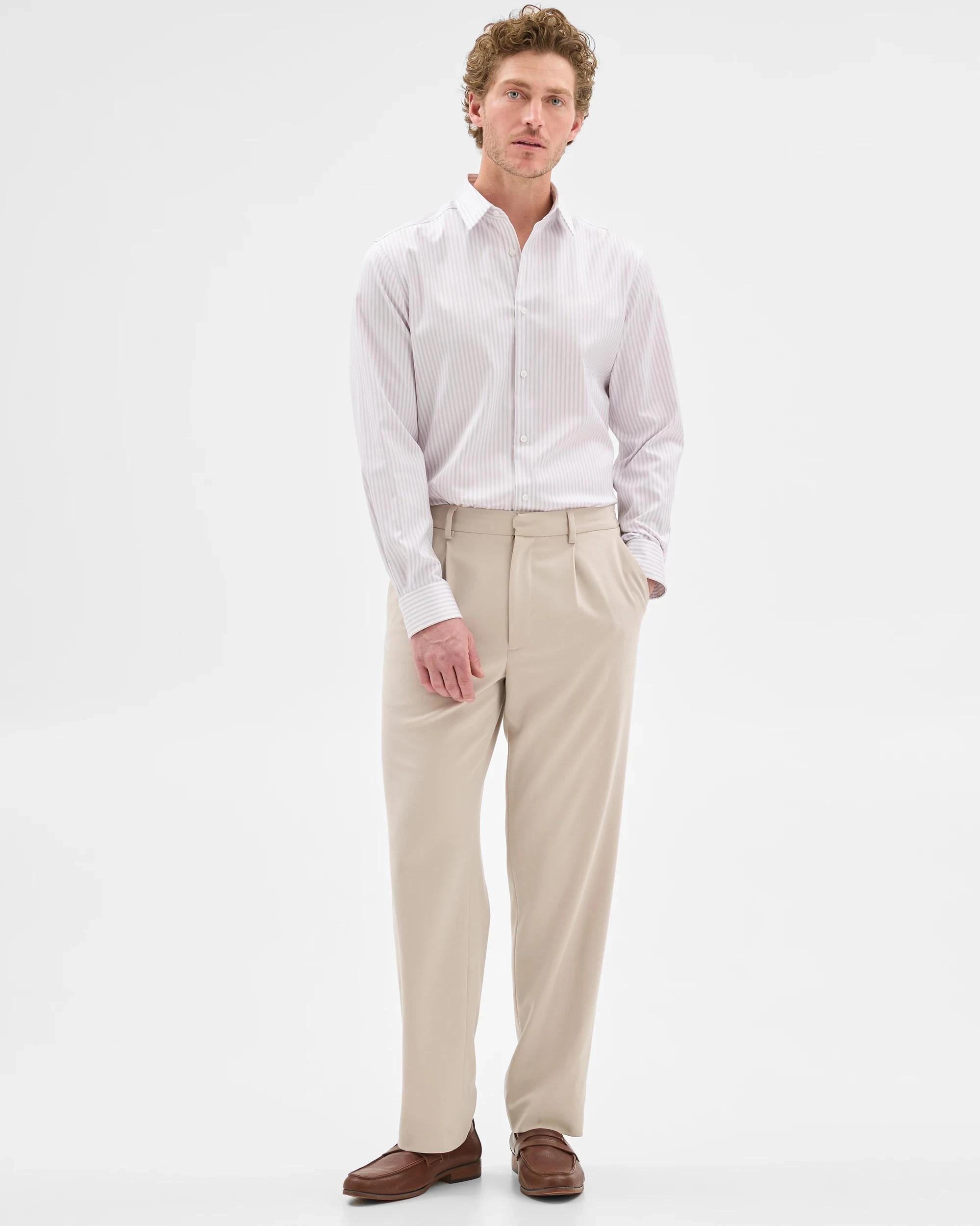 3 Preview Non Iron Long Sleeve Business Shirt LILAC STRIPE, 3 of 6