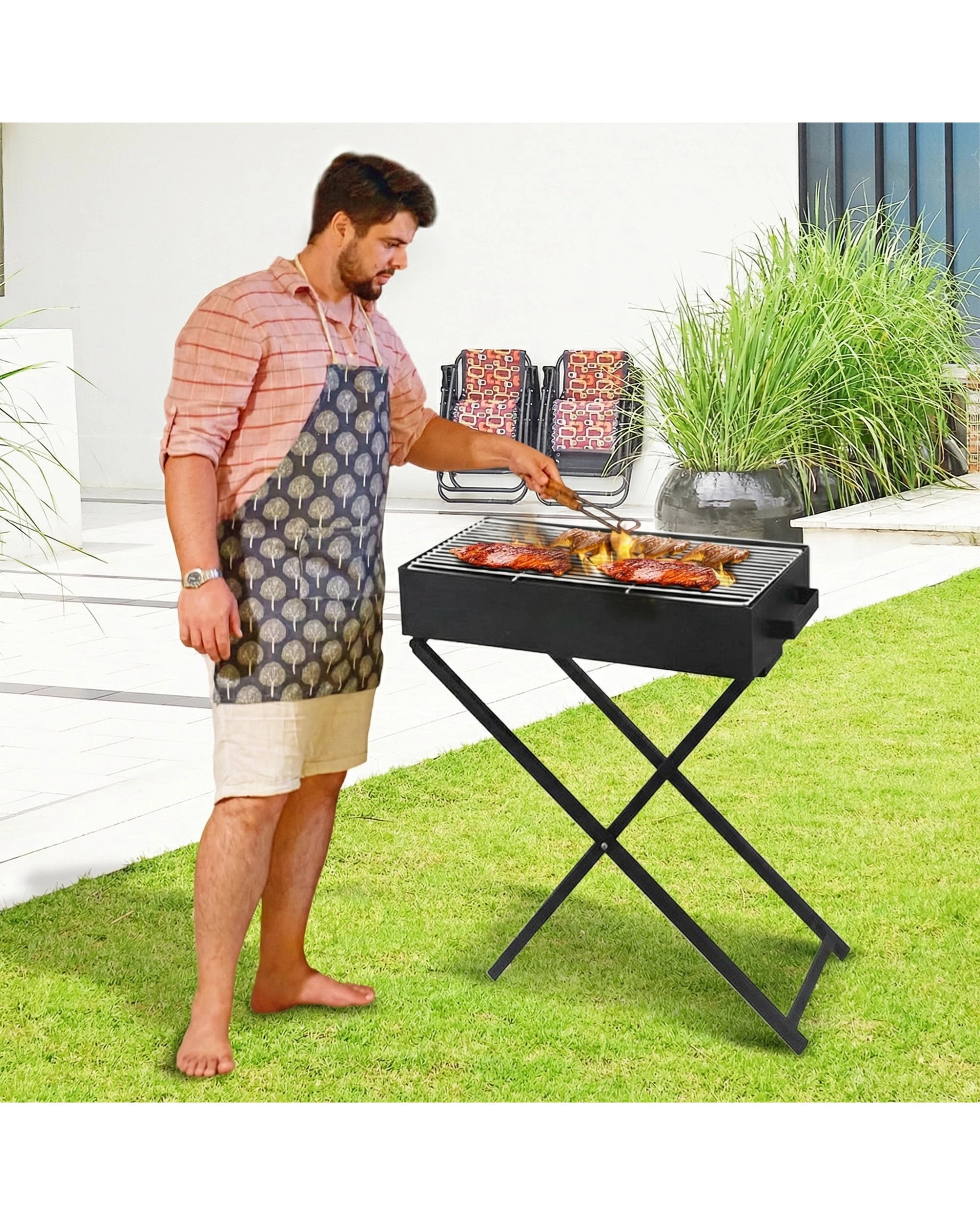 4 Wallaroo Charcoal BBQ Grill Camping Hiking Suitable Outdoor Foldable Legs Height Adjustable - Black, 4 of 9