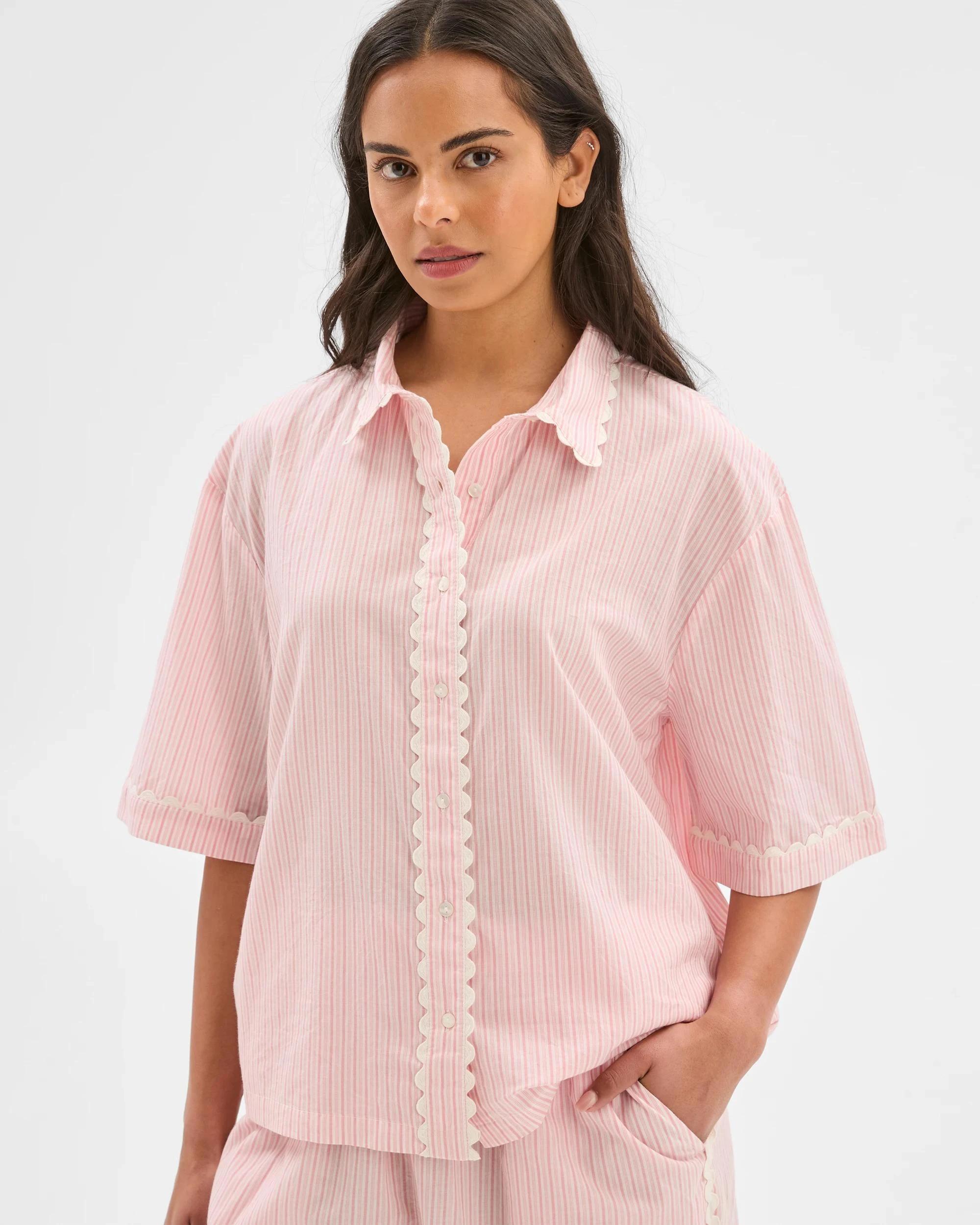 5 Target Woman Womens Australian Cotton Ricrac Long Pyjama Set PINK STRIPE, 5 of 5