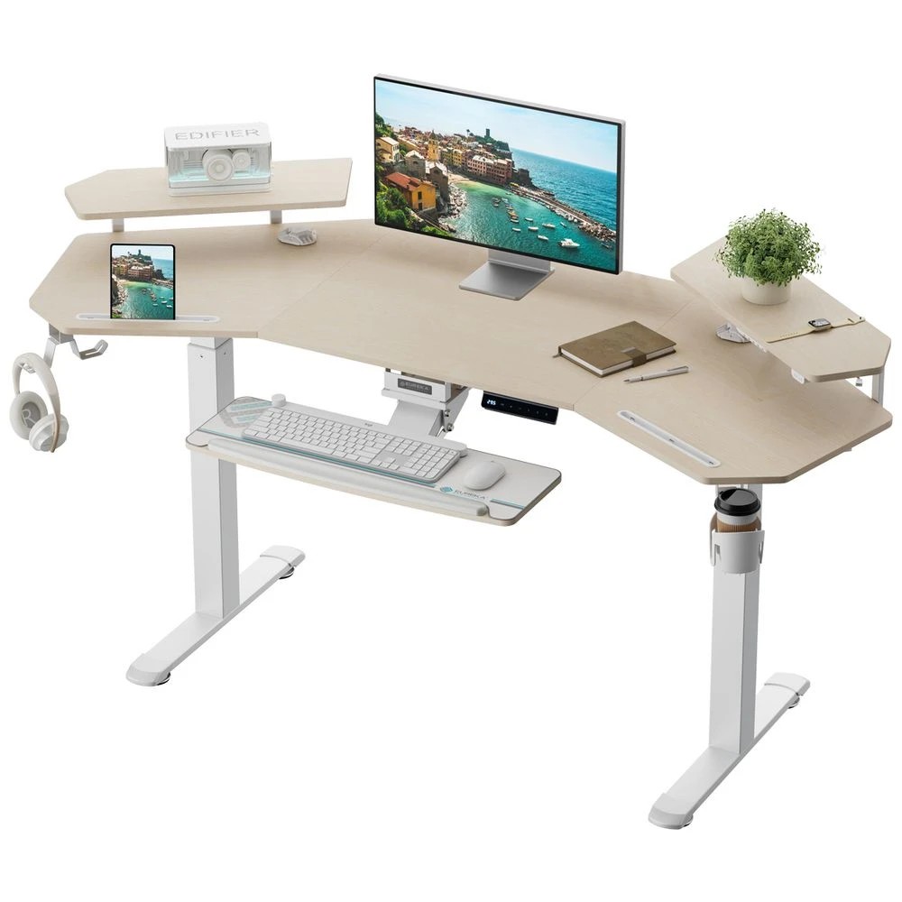 4 Eureka Wing-Shaped Sit Stand Desk White Desks, Tables and Workstations, 4 of 10