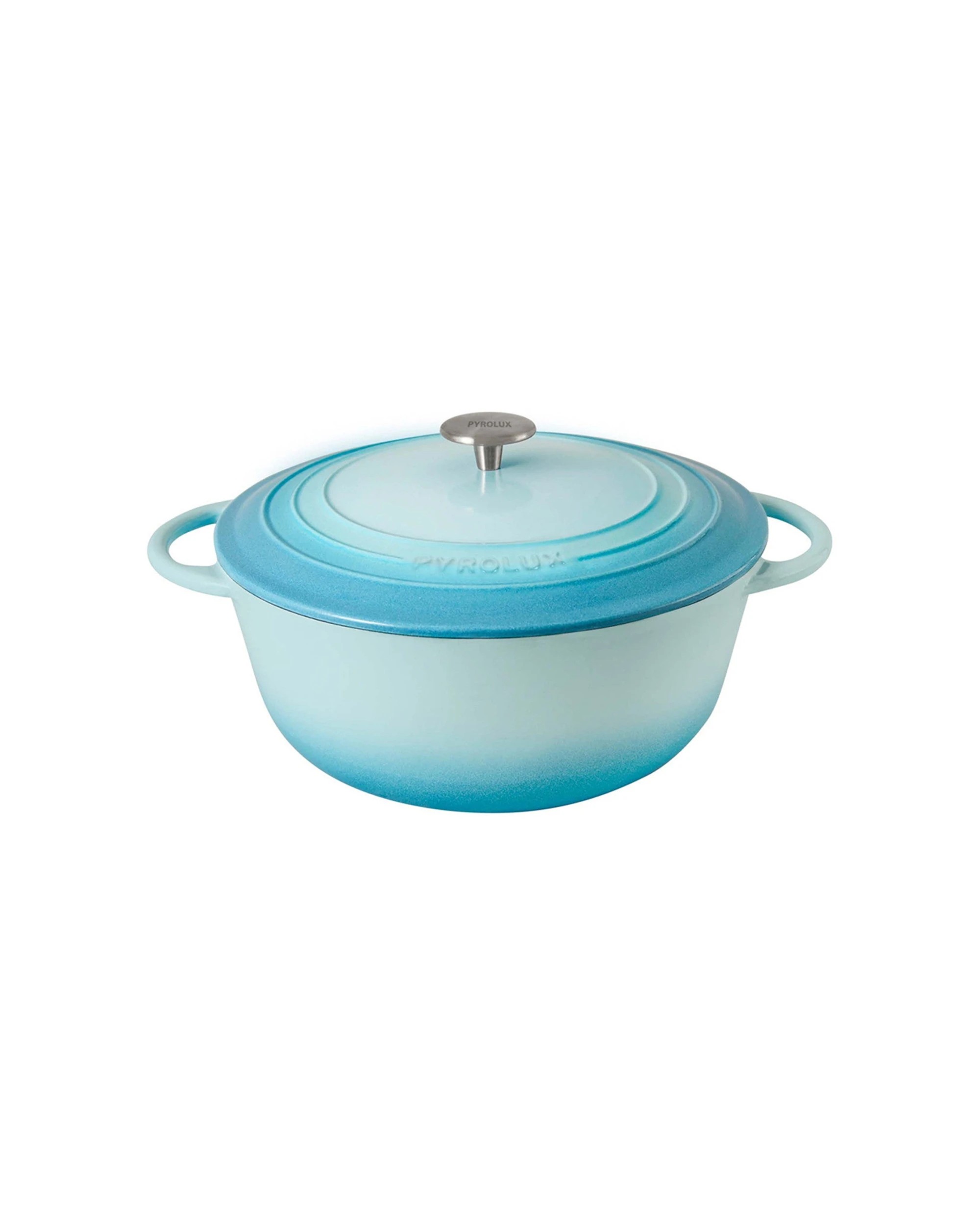 1 Pyrolux Pyrochef Cast Iron Round French Oven With Lid 28cm 6L Oven Safe - Blue, 1 of 3