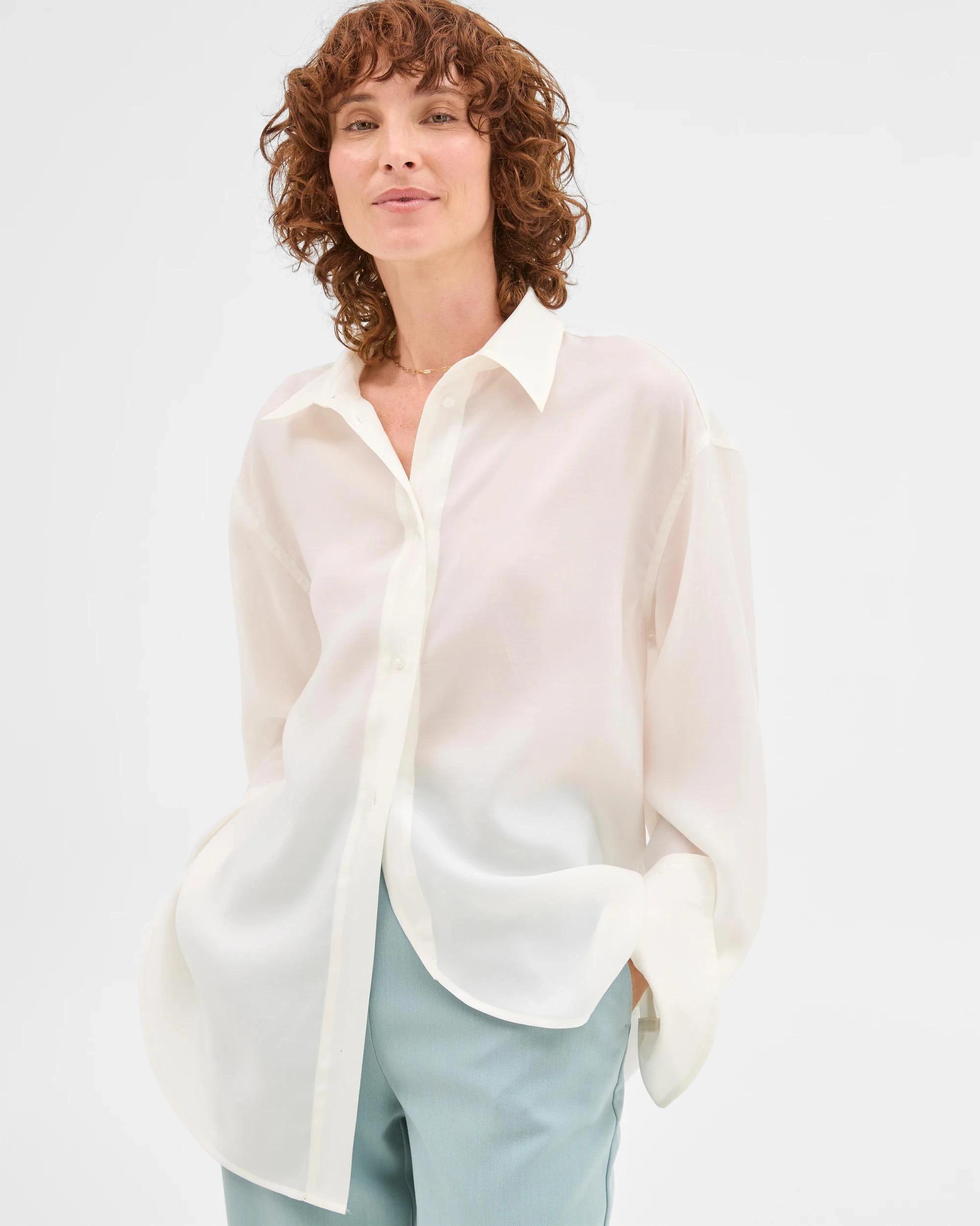 1 Preview Wrap Detail Shirt CLOUD DANCER, 1 of 9
