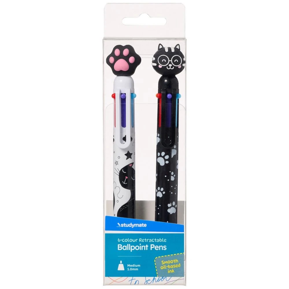 1 Studymate 6 Colour Ballpoint Pen with Charm 2 Pack, 1 of 3