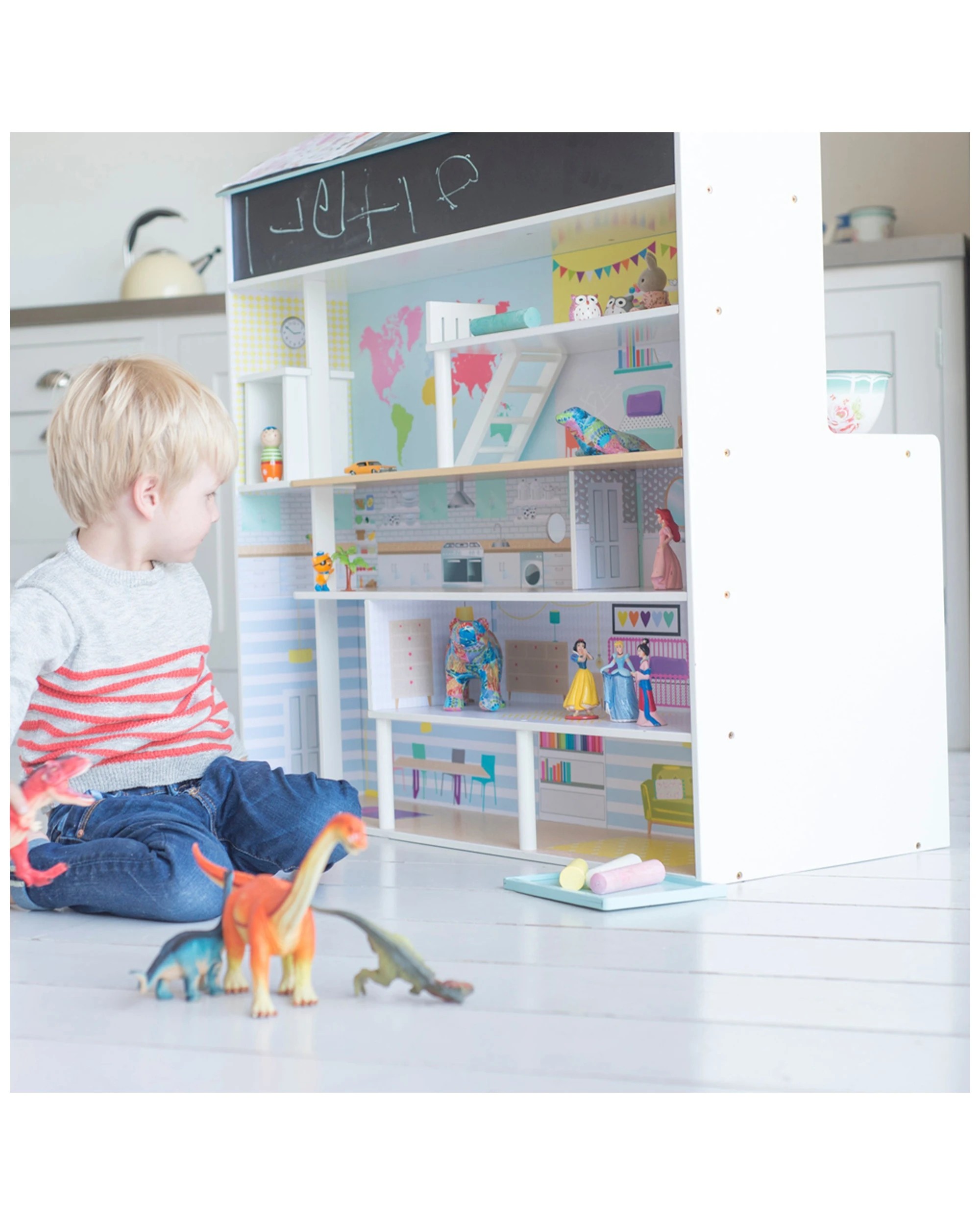 2 Plum Play Au Peppermint Townhouse Wooden Dolls House 3 Storey With Kitchen, 2 of 6