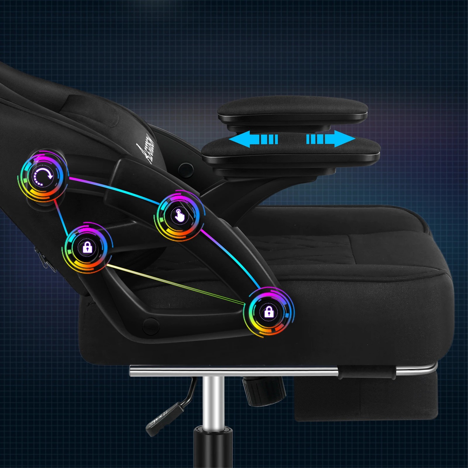 2 Alfordson Gaming Office Chair Massage Computer Footrest Seat Fabric - Black, 2 of 10