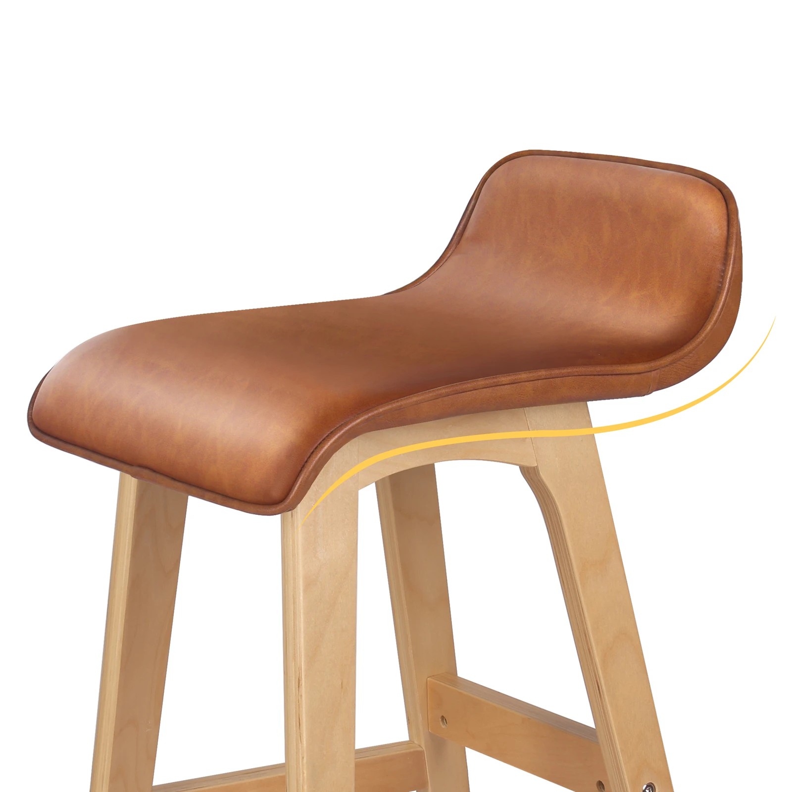 5 Alfordson 4x Wooden Bar Stools 74cm Kitchen Dining Chair Leather Samuel - Brown, 5 of 10