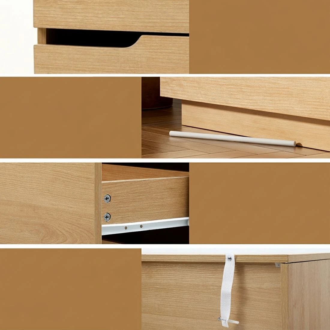 5 Artiss 6 Chest of Drawers Dresser Table Pine - Natural, 5 of 7