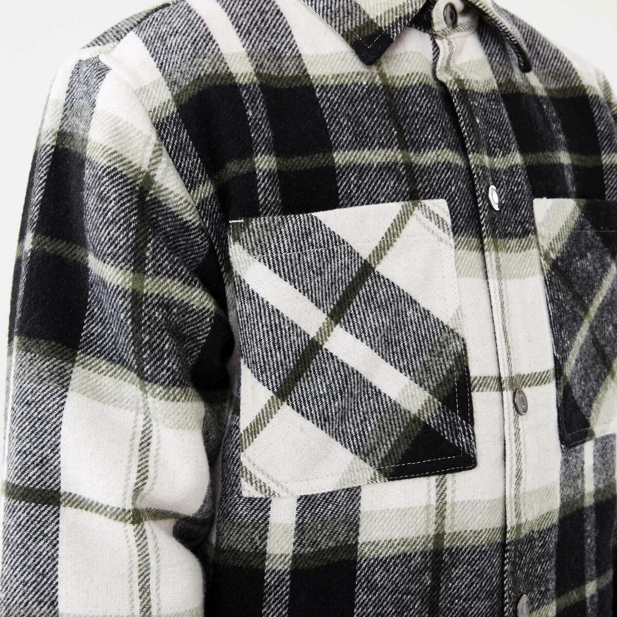 5 Sherpa Lined Plaid Jacket Grn Check, 5 of 10