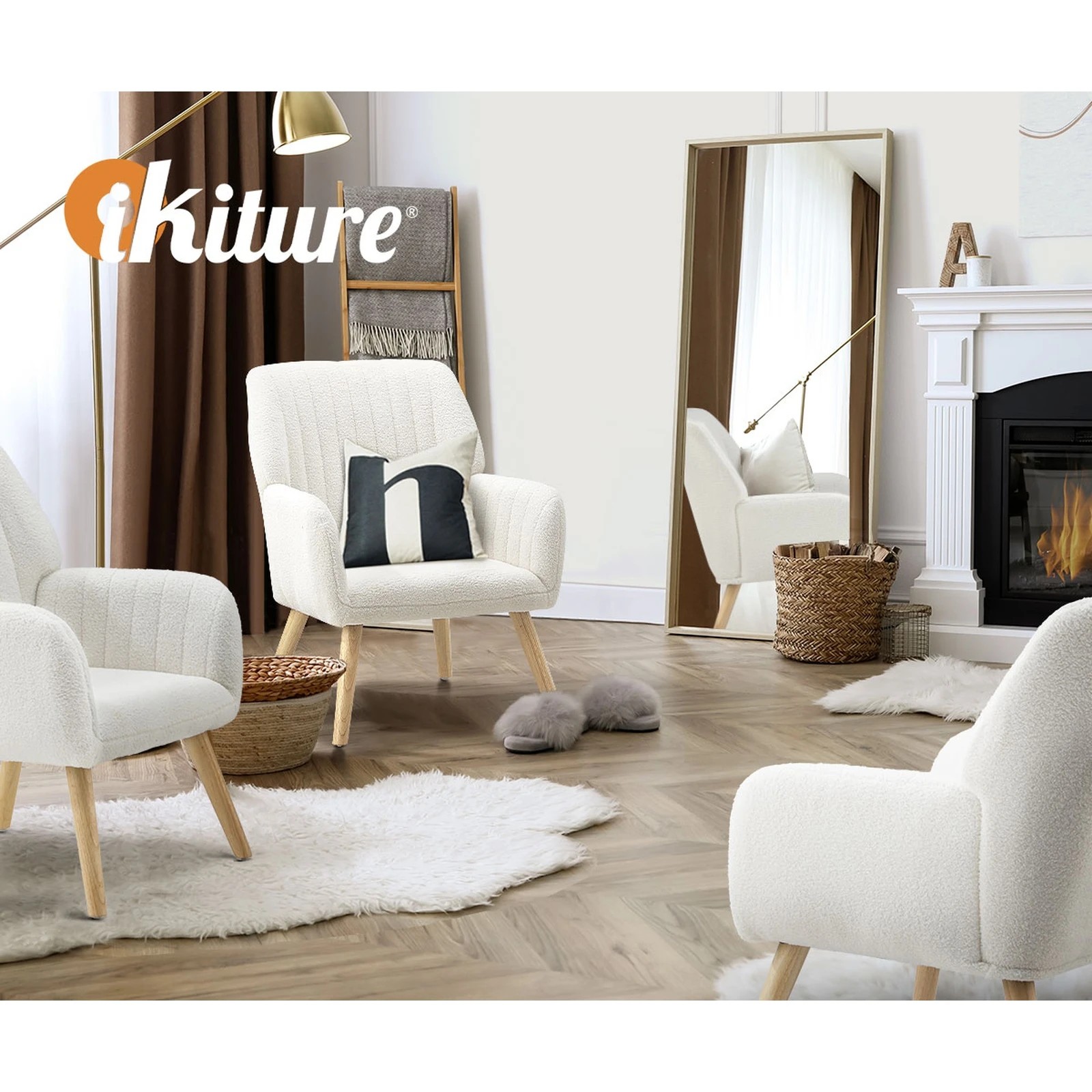 5 Oikiture Armchair Lounge Sofa Chair Sherpa Accent Chairs Armchairs Couches
 - White, 5 of 10
