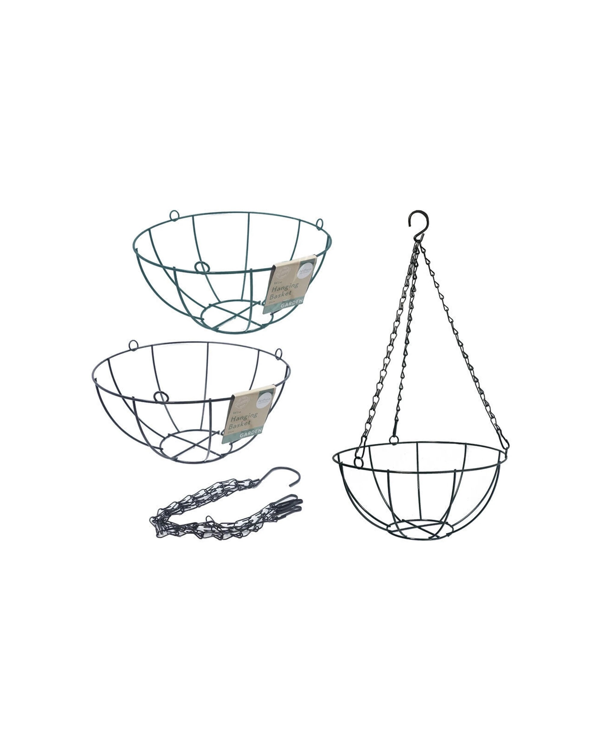 2 Antheia 6PK Homewares 25cm Wire Hanging Plant Basket Balcony/Patio Space - Assorted, 2 of 2