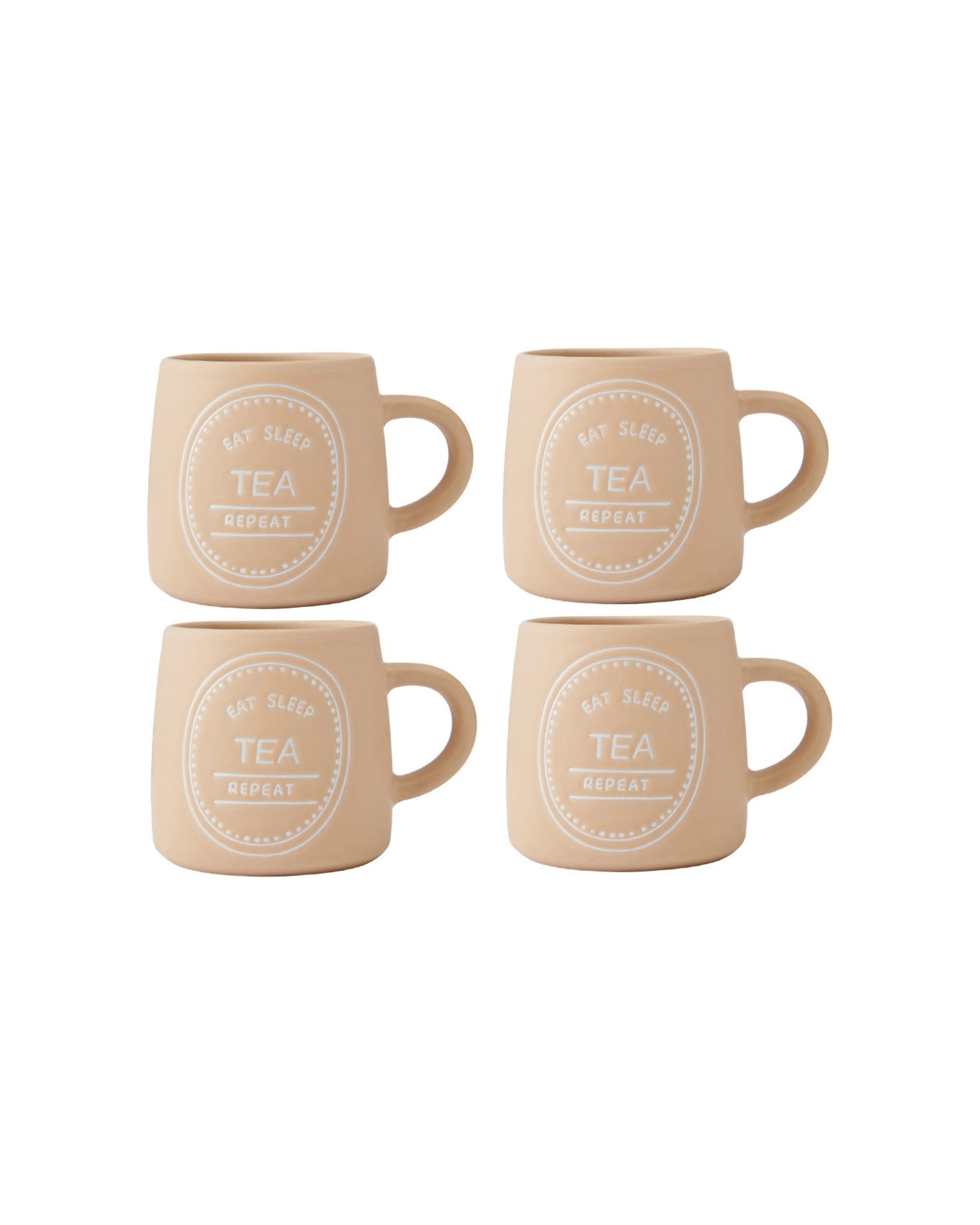 1 Mikasa 4PK Eat Sleep Tea Repeat Coffee Mug Cup Stoneware 400ml - Orange, 1 of 7