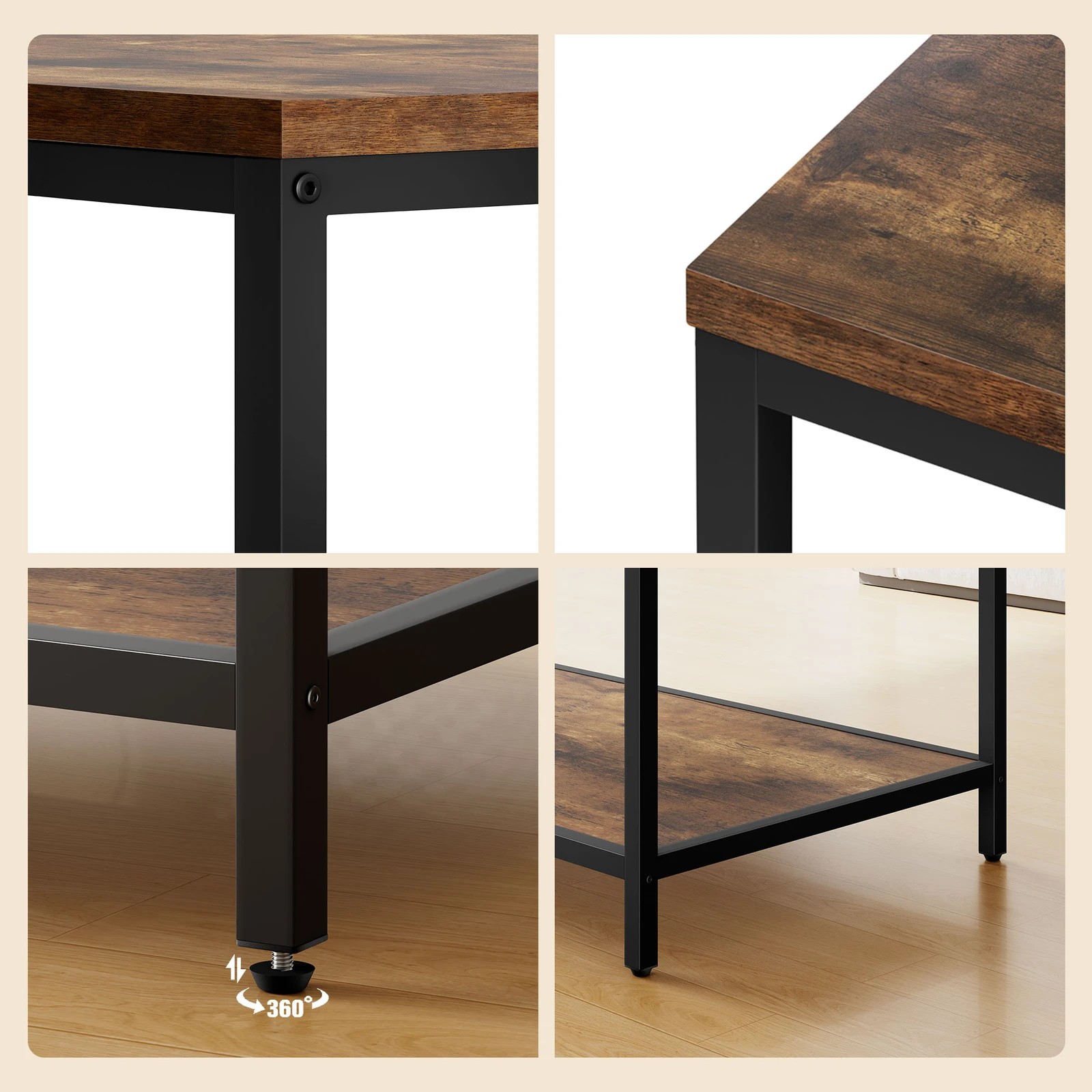 5 Alfordson Coffee Table 2-tier Industrial Side Table, 5 of 9