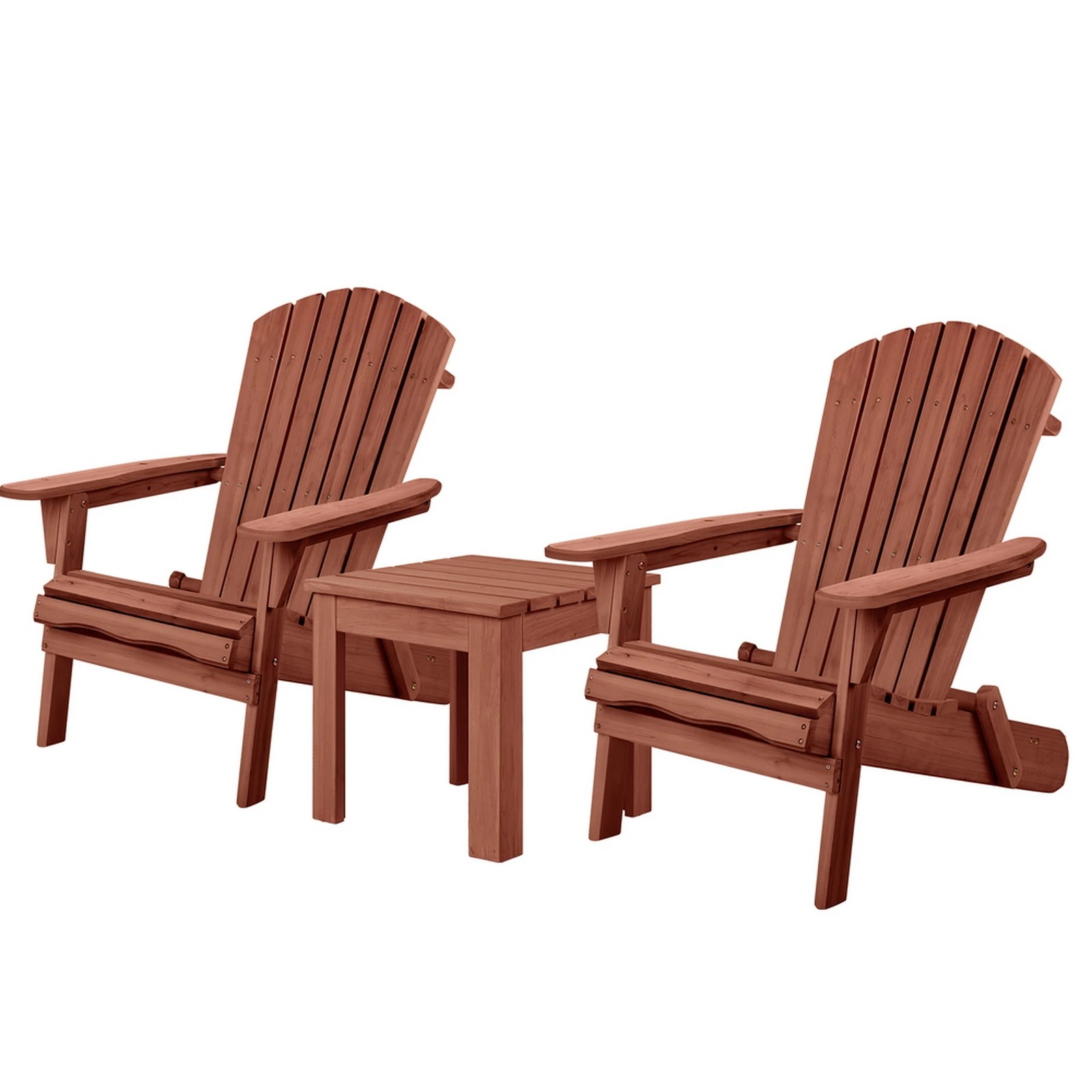 1 Alfordson Adirondack Chairs Table 3PCS Set Wooden Outdoor Furniture Beach - Brown, 1 of 10