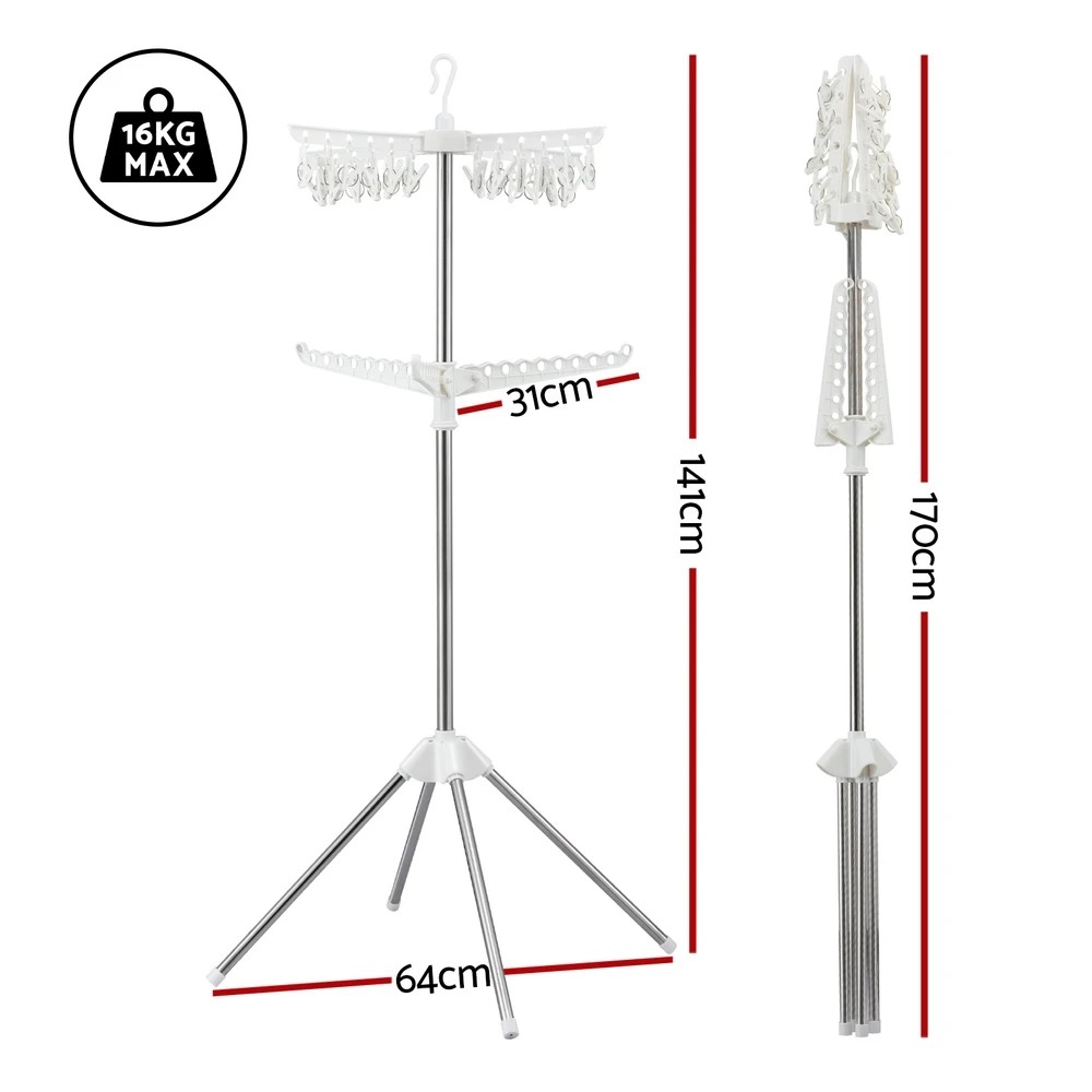 2 Artiss Clothes Rack Airer 2 Tier Rotatable Hanger Foldable - Multi, 2 of 7
