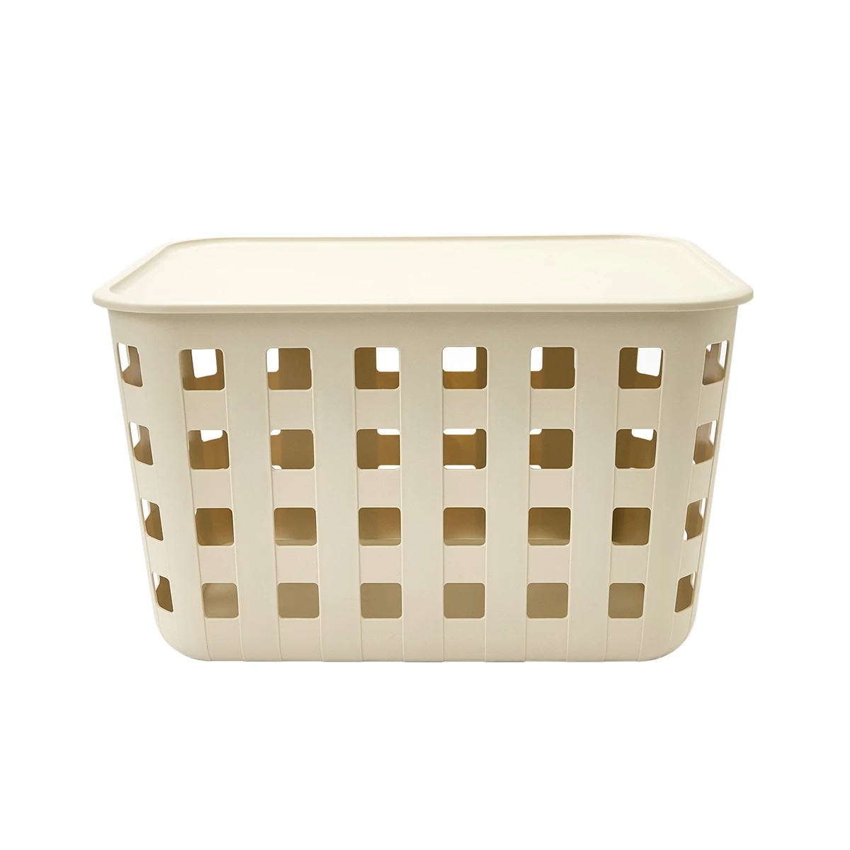 4 45L Rectangle Trellis Basket with Lid - Beige, 4 of 10