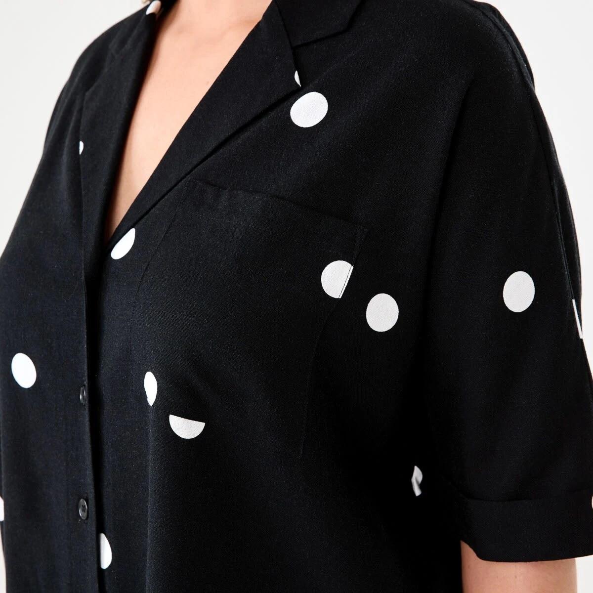 7 Short Dolman Sleeve Shirt POLKA DOT BLACK, 7 of 8
