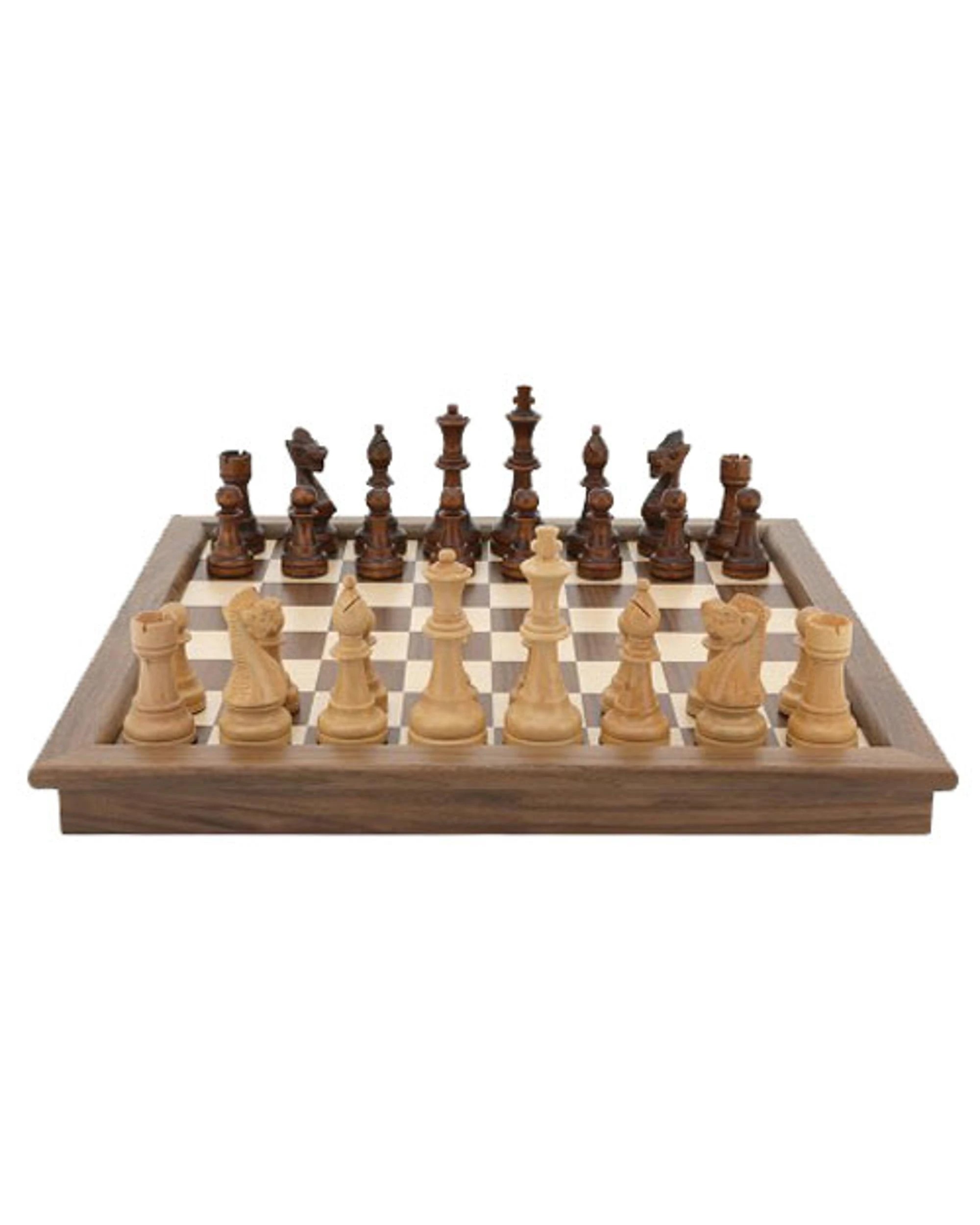 1 Dal Rossi 18 inch Folding Inlaid Walnut Chess Set, 1 of 4