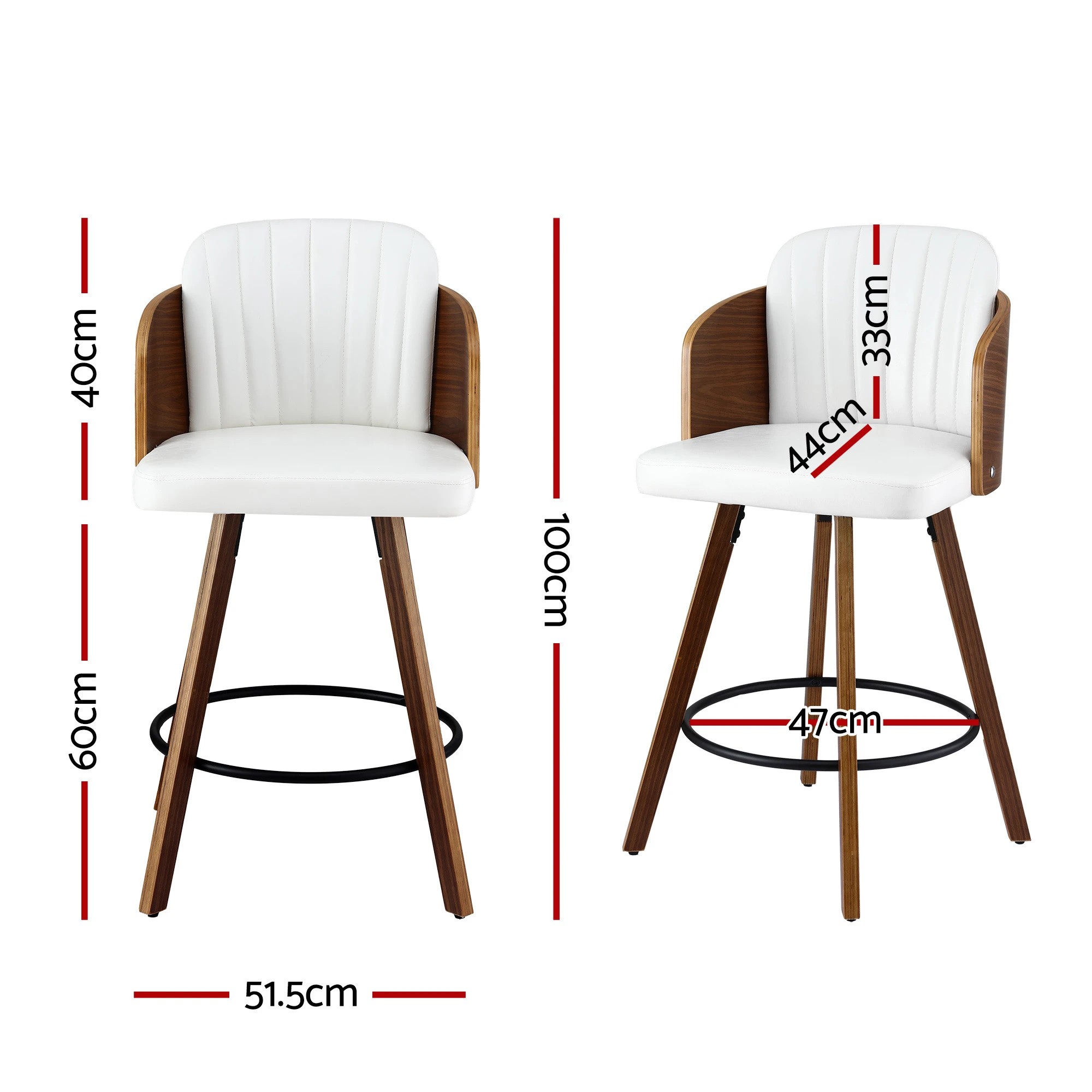 2 Artiss en Bar Stools Swivel Kitchen Counter Stool Chair 58cm Seat Height - White, 2 of 3