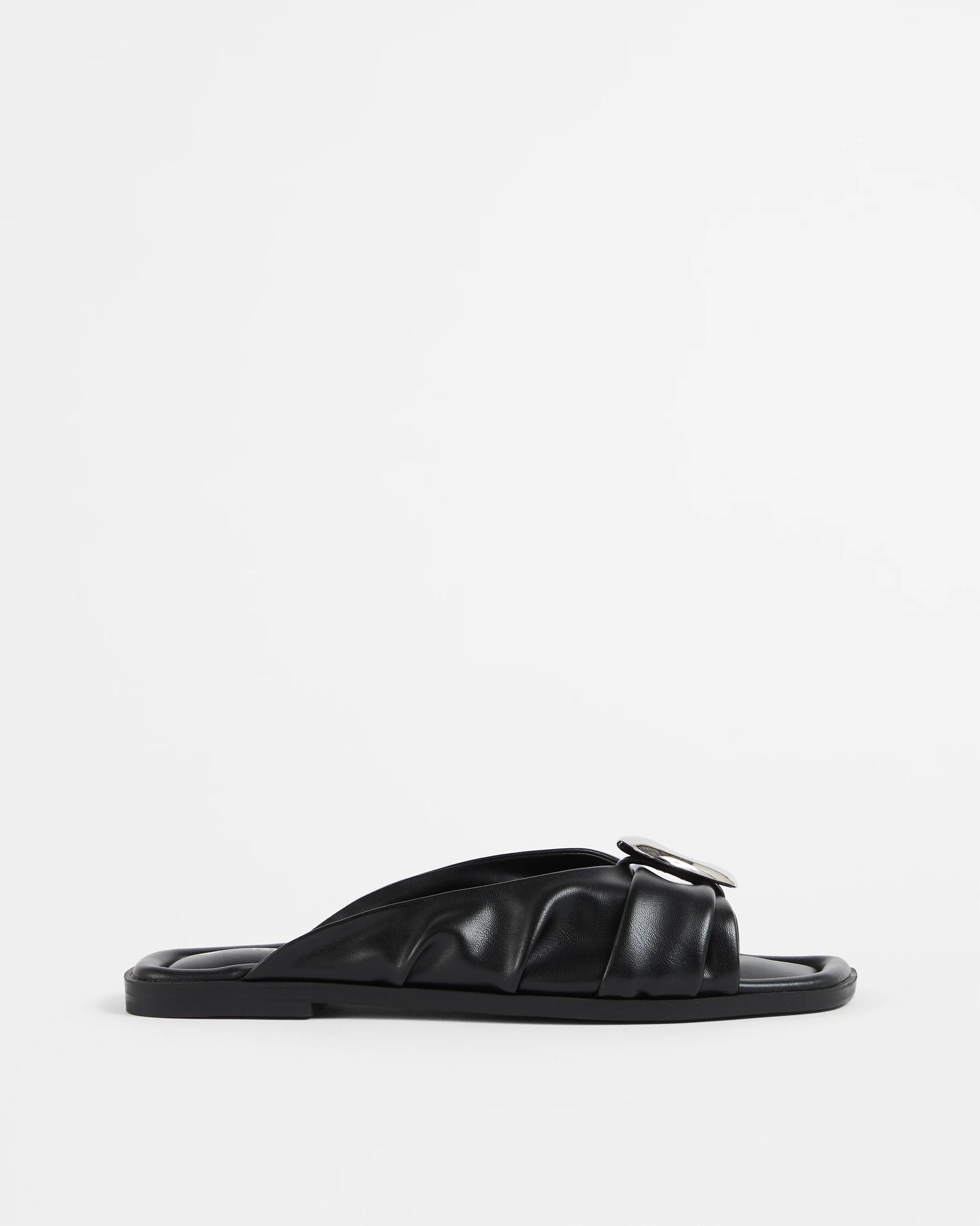 1 Target Woman Wrap Sides Flat Sandals BLACK, 1 of 3