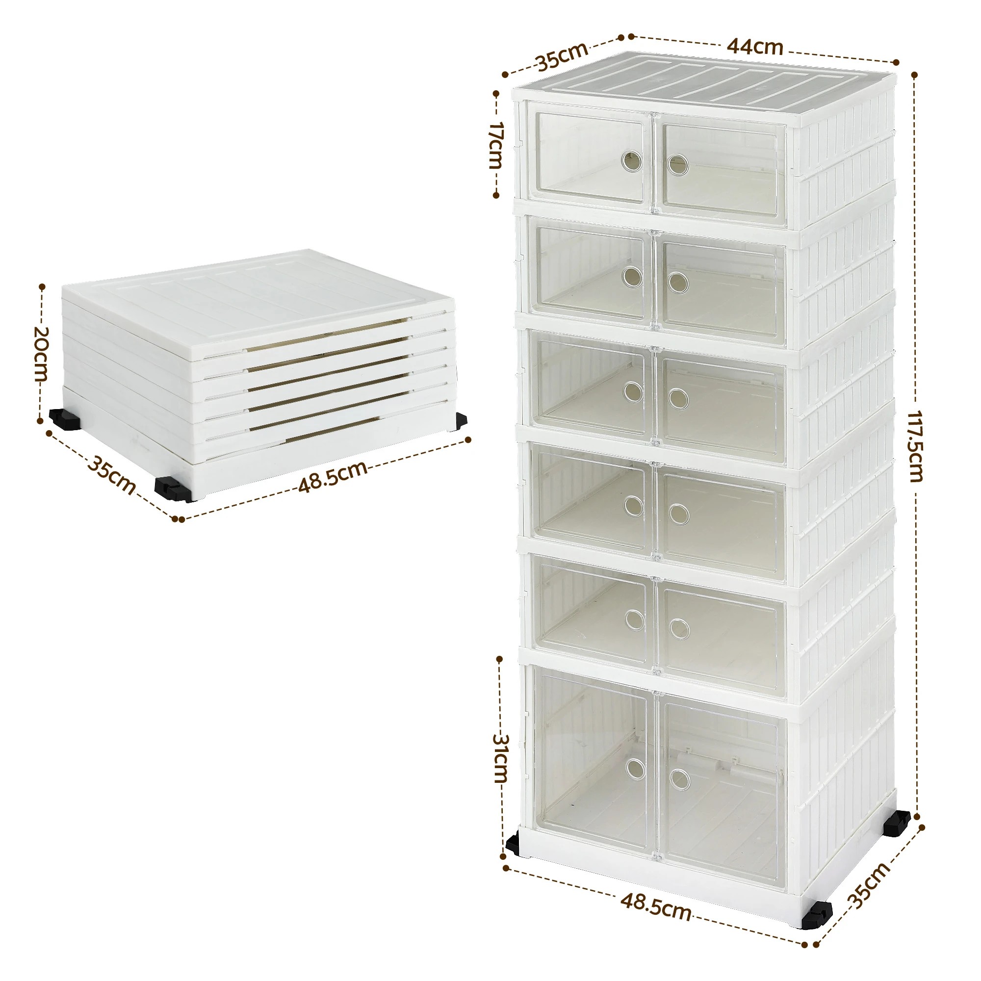 2 Artiss Foldable Shoe Storage Box 6 Tier 12 Pairs Entryway - White, 2 of 3